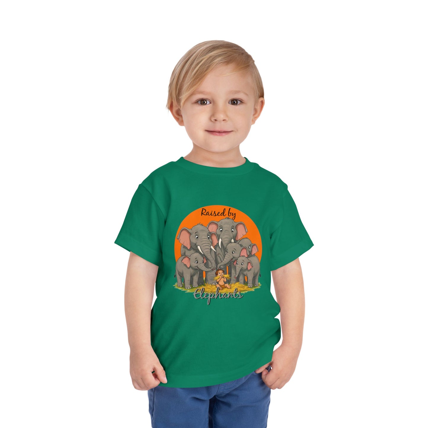 Toddler Elephant Tee - Cute Funny Kids Shirt, Gift for Animal Lovers, Raised by Elephants, Playtime Outfit, Birthday Gift, Toddler Apparel - Schmartypants