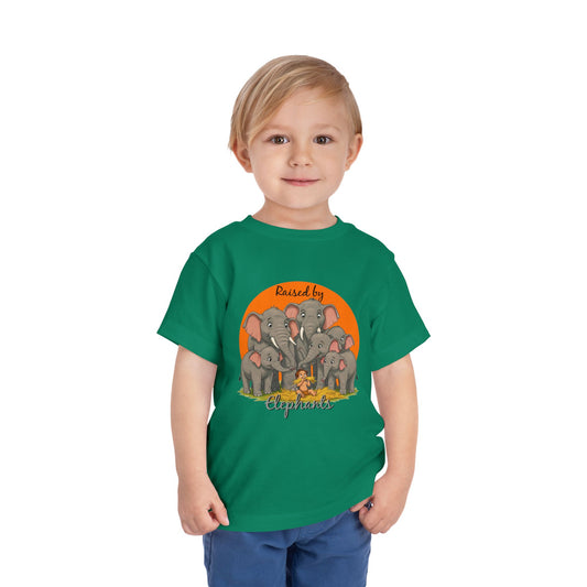 Toddler Elephant Tee - Cute Funny Kids Shirt, Gift for Animal Lovers, Raised by Elephants, Playtime Outfit, Birthday Gift, Toddler Apparel - Schmartypants