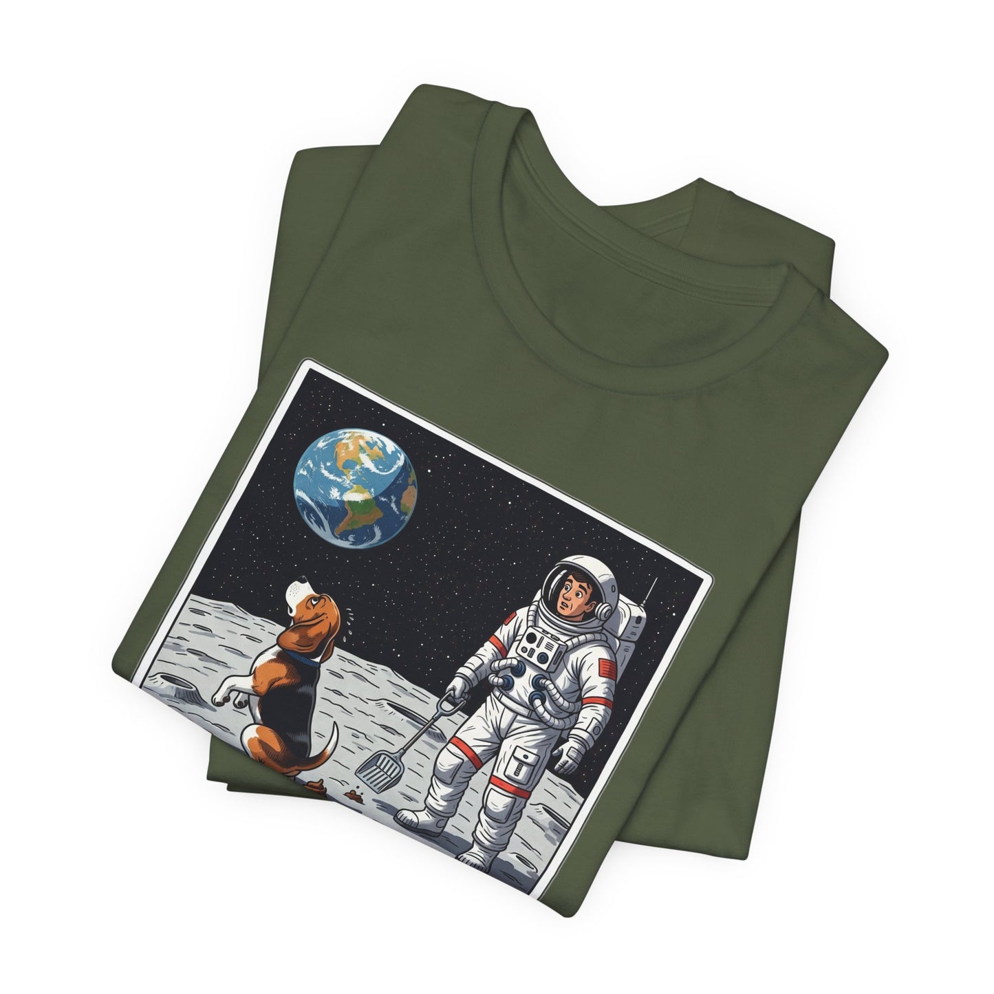 Funny Beagle Moon Landing Tee - "The Beagle Has Landed" Graphic, Pooper Scooping Astronaut Shirt, Unisex Casual T-Shirt, Cool Pet Gift