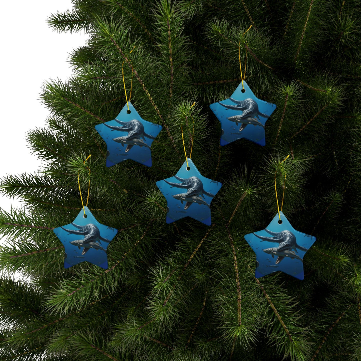 Ceramic Ornaments, Dinosaur Plesiosaur Decor, 2-Side Print, Holiday Tree Decoration, Christmas Ornament, Dino Lover Gift, Prehistoric Decor,