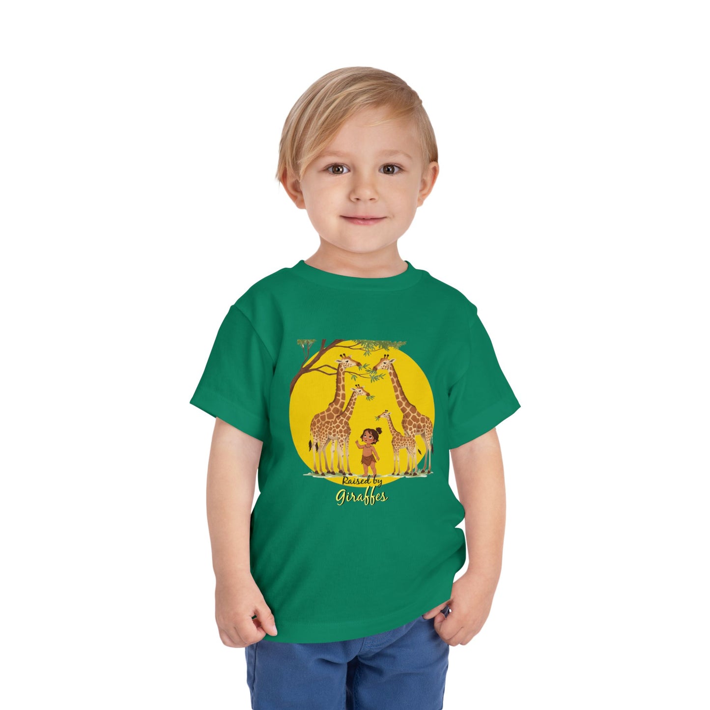 Cute Toddler Short Sleeve Tee - Funny 'Raised by Giraffes' Design - Schmartypants