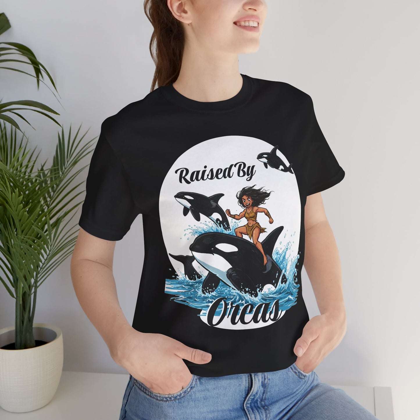 'Raised By Orcas' Unisex Tee | Ocean Lover Shirt, Animal Spirit Tee, Whale Enthusiast Gift, Nautical Apparel, Summer Essentials