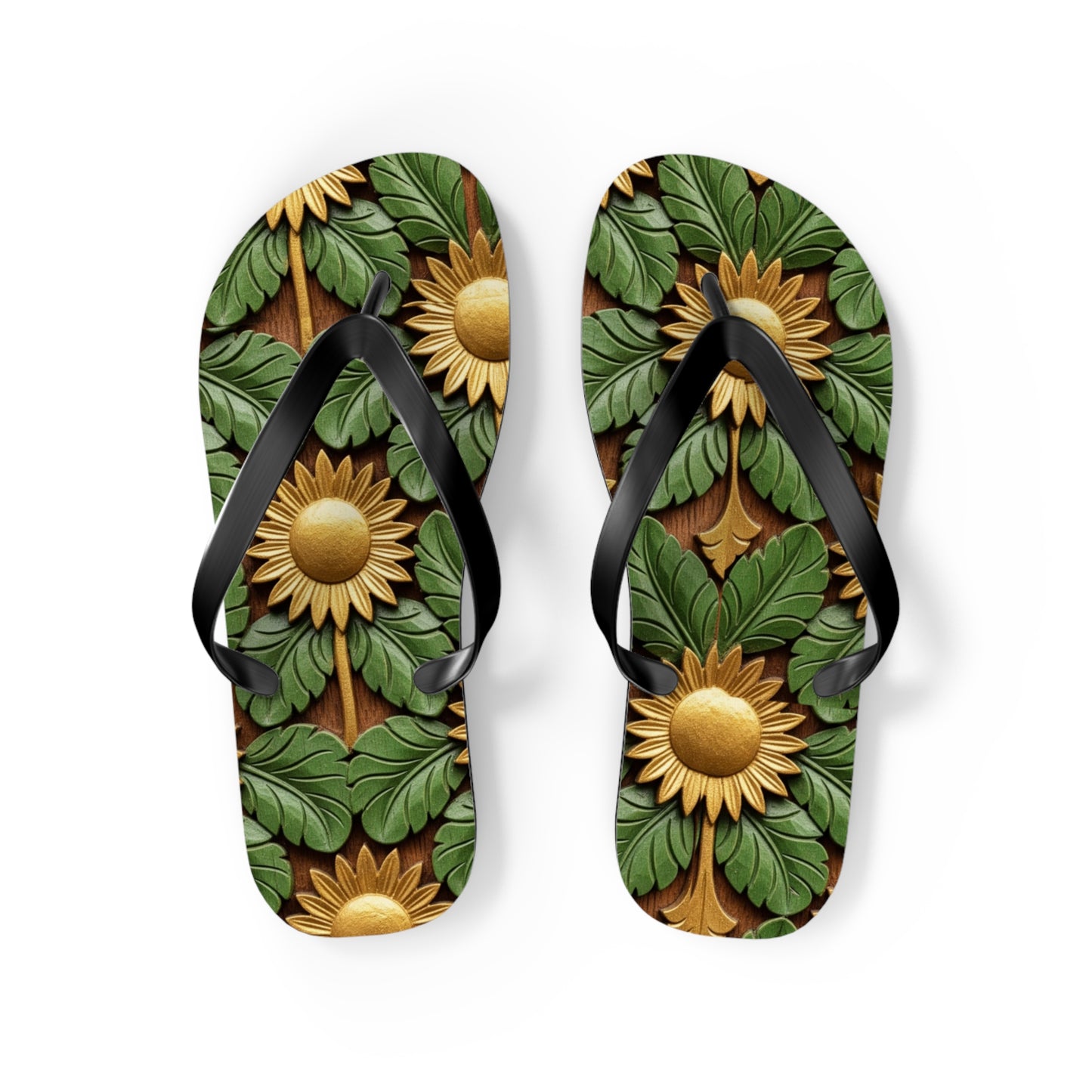 Stylish Floral Flip Flops, Personalized Beach Sandals, Sunflower Summer Footwear, Vacation Essential, Boho Chic Footwear