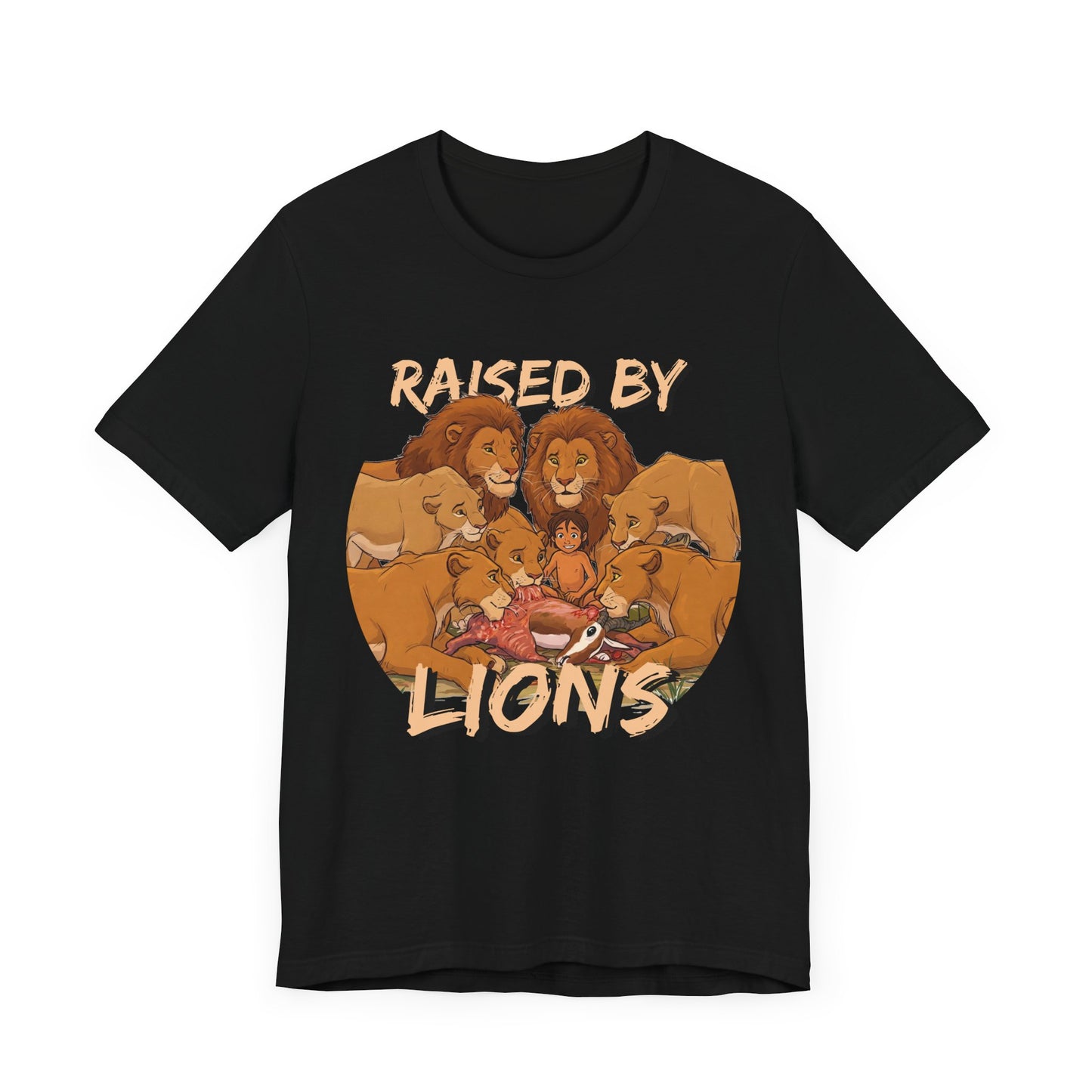 Raised by Lions Unisex Jersey Tee – Empowering, Humorous Graphic T-Shirt for Animal Lovers, Lion Lovers - Schmartypants