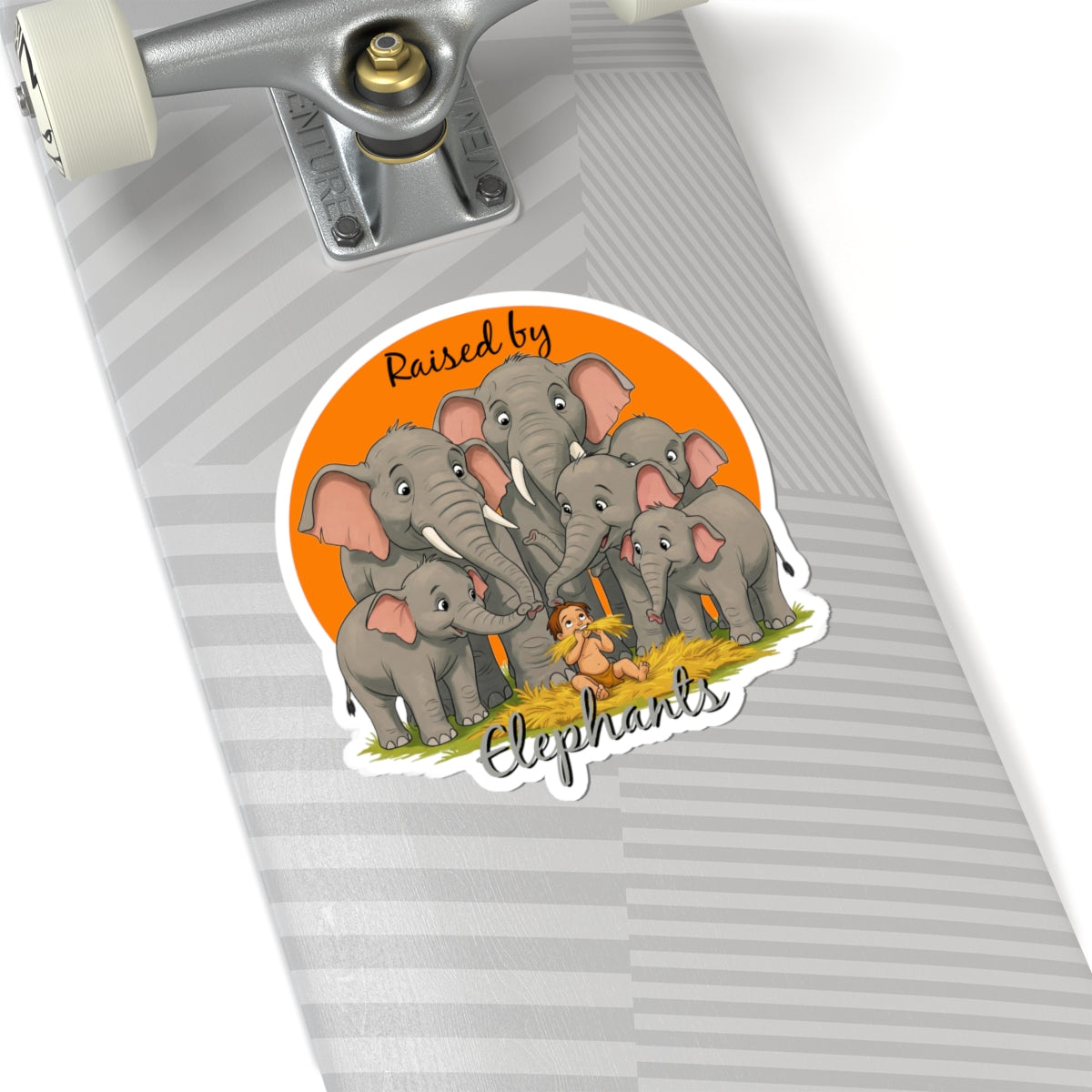 Funny Elephant Family Kiss-Cut Stickers - Raised by Elephants - Schmartypants