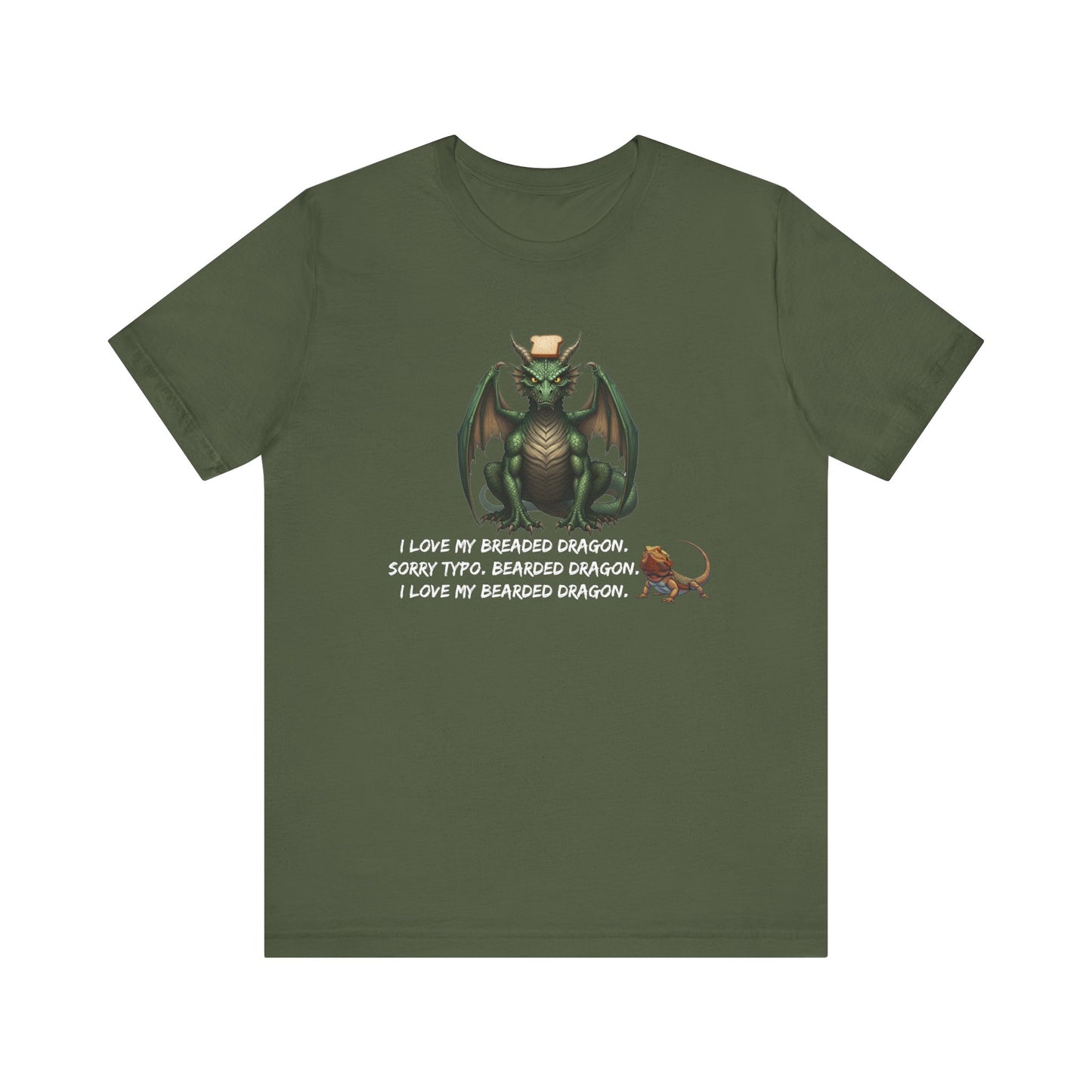 Funny Bearded Dragon Typo Unisex Tee, I Love Breaded Dragons Sorry Typo, Bearded Dragon Shirt, Pet Owner Gift, Reptile Lover Shirt, Dragon