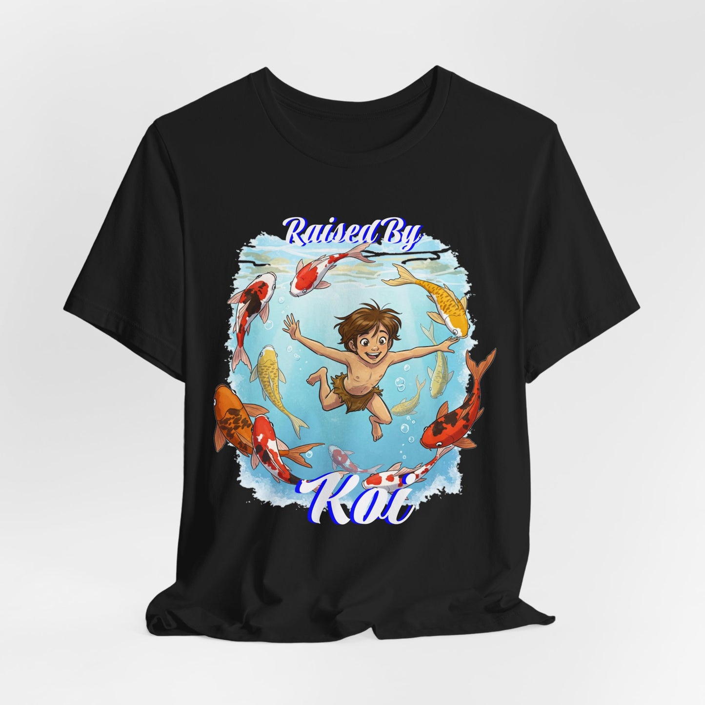 'Raised By Koi; Unisex Jersey Tee - Funny Graphic Tee for Aquatic Lovers, Cute Gift for Birthdays, Casual Wear, Summer Fashion, Relaxed Style - Schmartypants