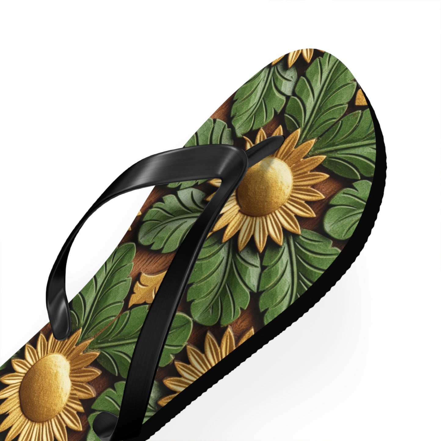Stylish Floral Flip Flops, Personalized Beach Sandals, Sunflower Summer Footwear, Vacation Essential, Boho Chic Footwear