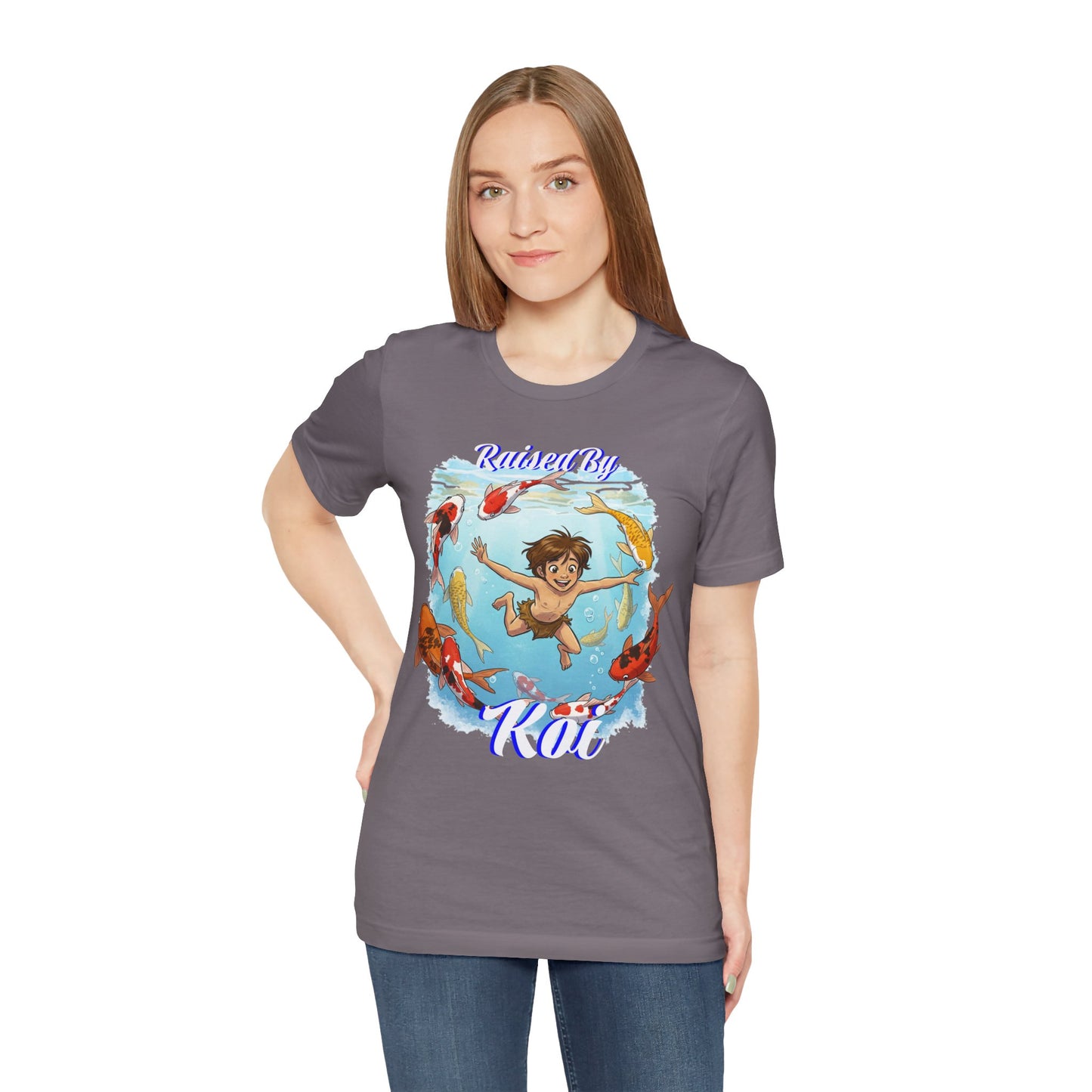 'Raised By Koi; Unisex Jersey Tee - Funny Graphic Tee for Aquatic Lovers, Cute Gift for Birthdays, Casual Wear, Summer Fashion, Relaxed Style - Schmartypants