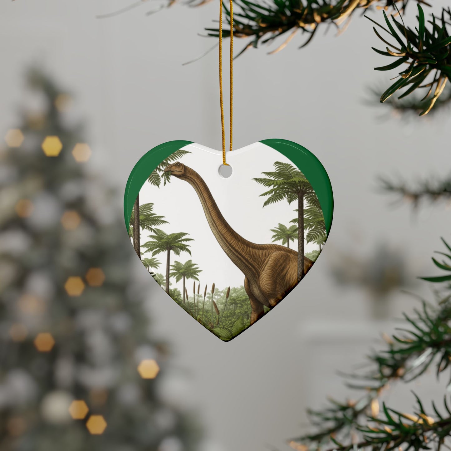 Apatosaurus Dinosaur Ceramic Ornaments, 2-Sided Print, Holiday Decor, Gift for Kids, Tree Decoration, Jurassic Theme