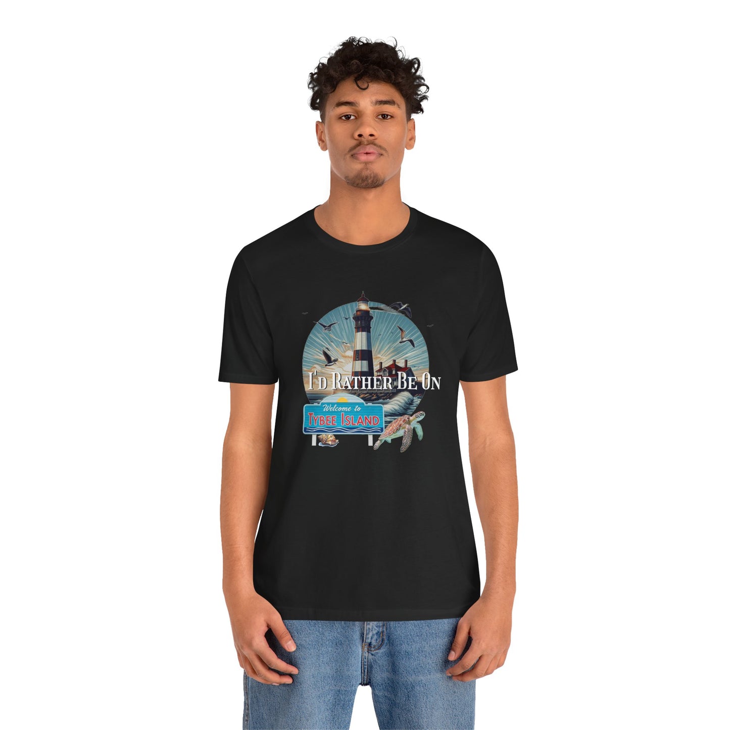 Tybee Island Georgia Unisex Jersey Tee, Laid-Back Beach Lighthouse Shirt, Island Lifestyle Apparel, Coastal Vacation Souvenir Top, Beach
