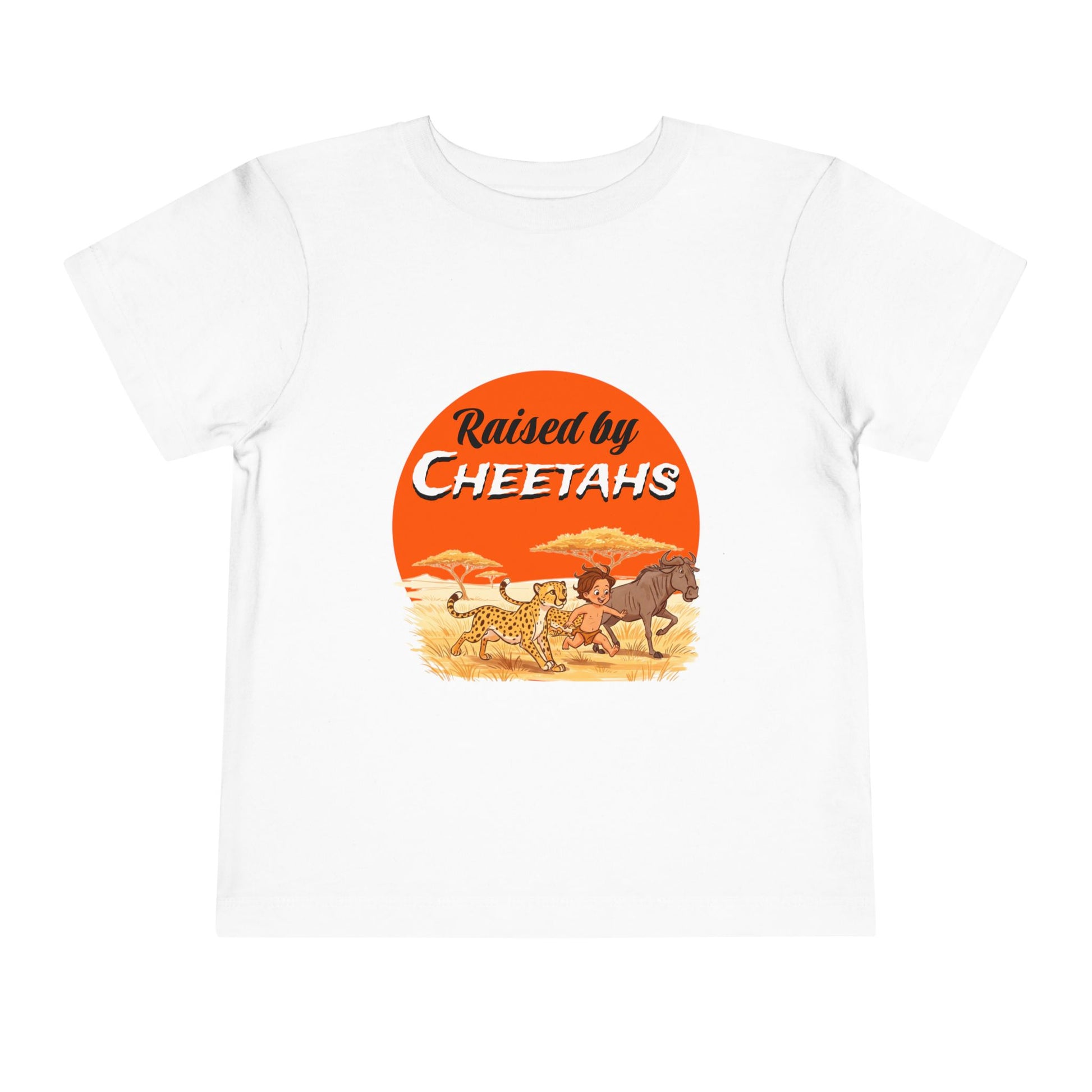 Toddler Boys Short Sleeve Tee with 'Raised by Cheetahs' Design | Funny Kids T-Shirt, Animal Lover Gift, Summer Outfit, Safari Theme - Schmartypants