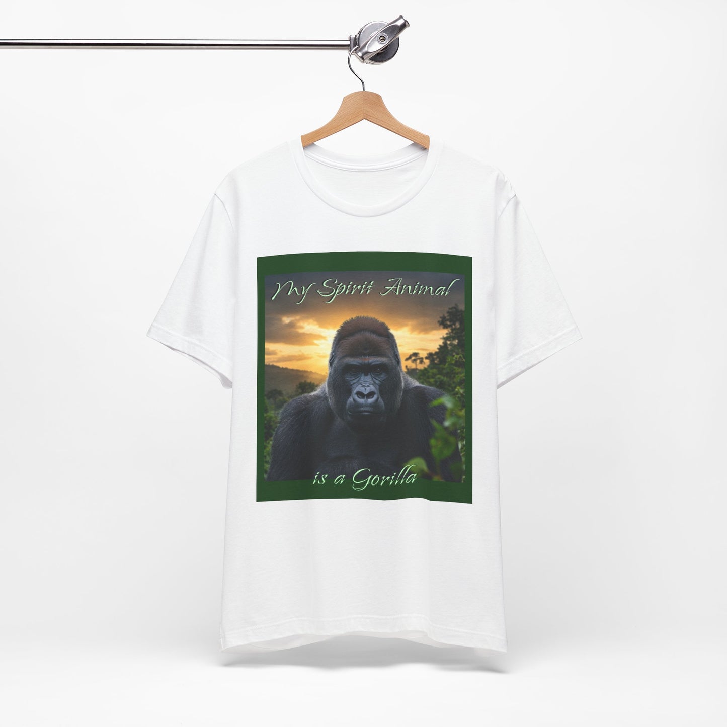 'My Spirit Animal is a Gorilla' T-Shirt - Beautiful Unisex Jersey Tee for Animal Lovers, Conservationists - Schmartypants