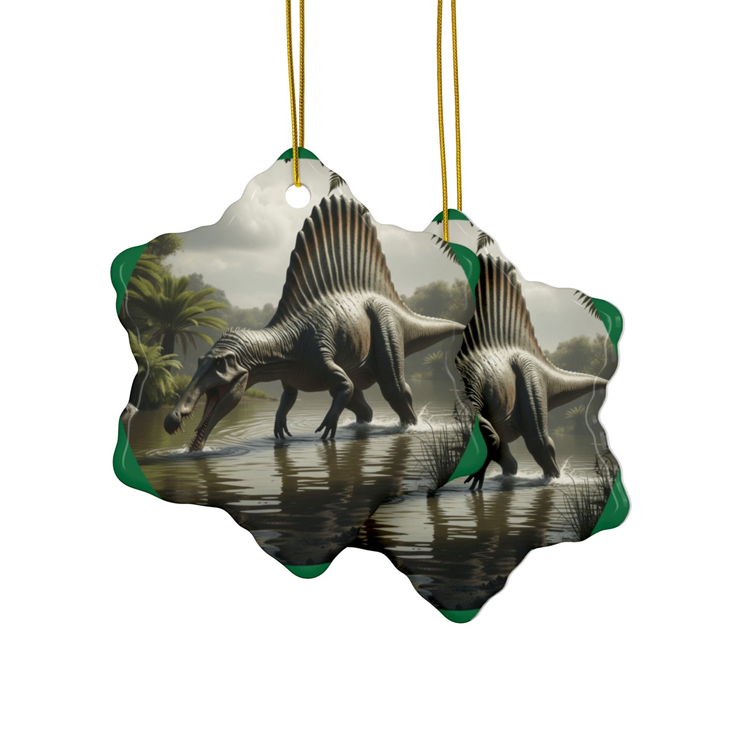 Dinosaur Ceramic Ornaments, Spinosaurus Gifts for Kids, Unique Holiday Decor, Tree Ornaments for Dinosaur Lovers, Set of 1, 3, or 5