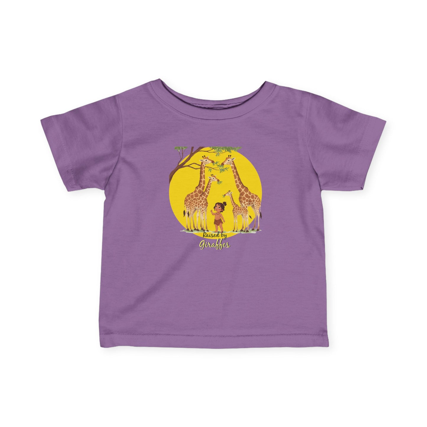 Cute, Funny Giraffe Infant Fine Jersey Tee - 'Raised By Giraffes' Shirt - Perfect Baby Gift - Schmartypants
