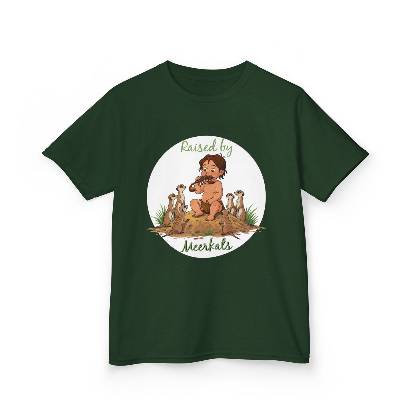 Kids Heavy Cotton™ Tee - Hilarious 'Raised by Meerkats' Design, Cute Animal Tee, Fun Kids T-Shirt, Playful Gift for Animal Lovers, Birthday or Holiday Outfit - Schmartypants