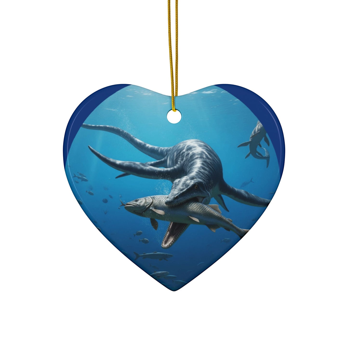 Ceramic Ornaments, Dinosaur Plesiosaur Decor, 2-Side Print, Holiday Tree Decoration, Christmas Ornament, Dino Lover Gift, Prehistoric Decor,