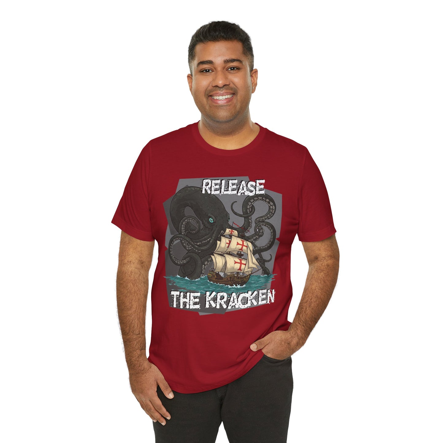 'Release The Kraken!' Tee - Unisex Short Sleeve Shirt, Nautical Tees, Pirate Fashion, Ocean Lover Gift, Funny T-Shirt, Sea Creature Shirt, Great for Gamers - Schmartypants