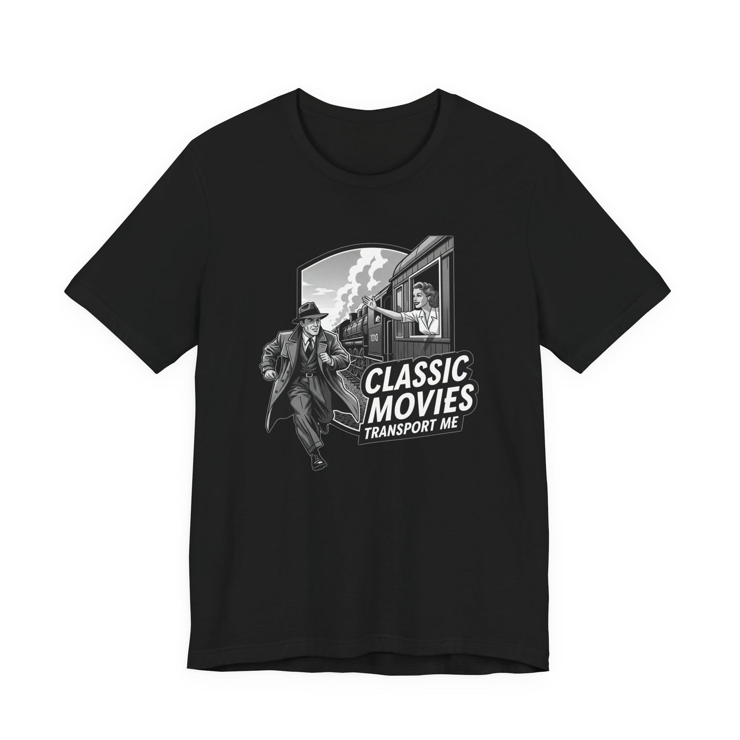 Classic Movies Transport Me Unisex Tee, Vintage Movie Lover Shirt, Locomotive T-Shirt, Film Buff Gift, Nostalgic Film Apparel