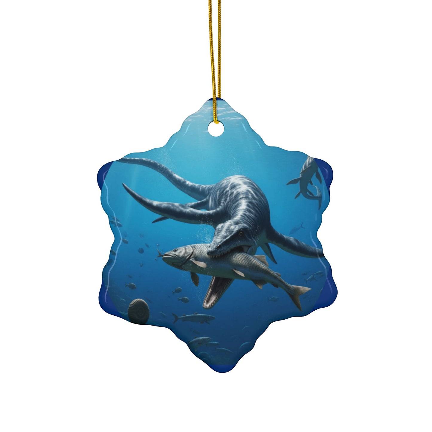 Ceramic Ornaments, Dinosaur Plesiosaur Decor, 2-Side Print, Holiday Tree Decoration, Christmas Ornament, Dino Lover Gift, Prehistoric Decor,