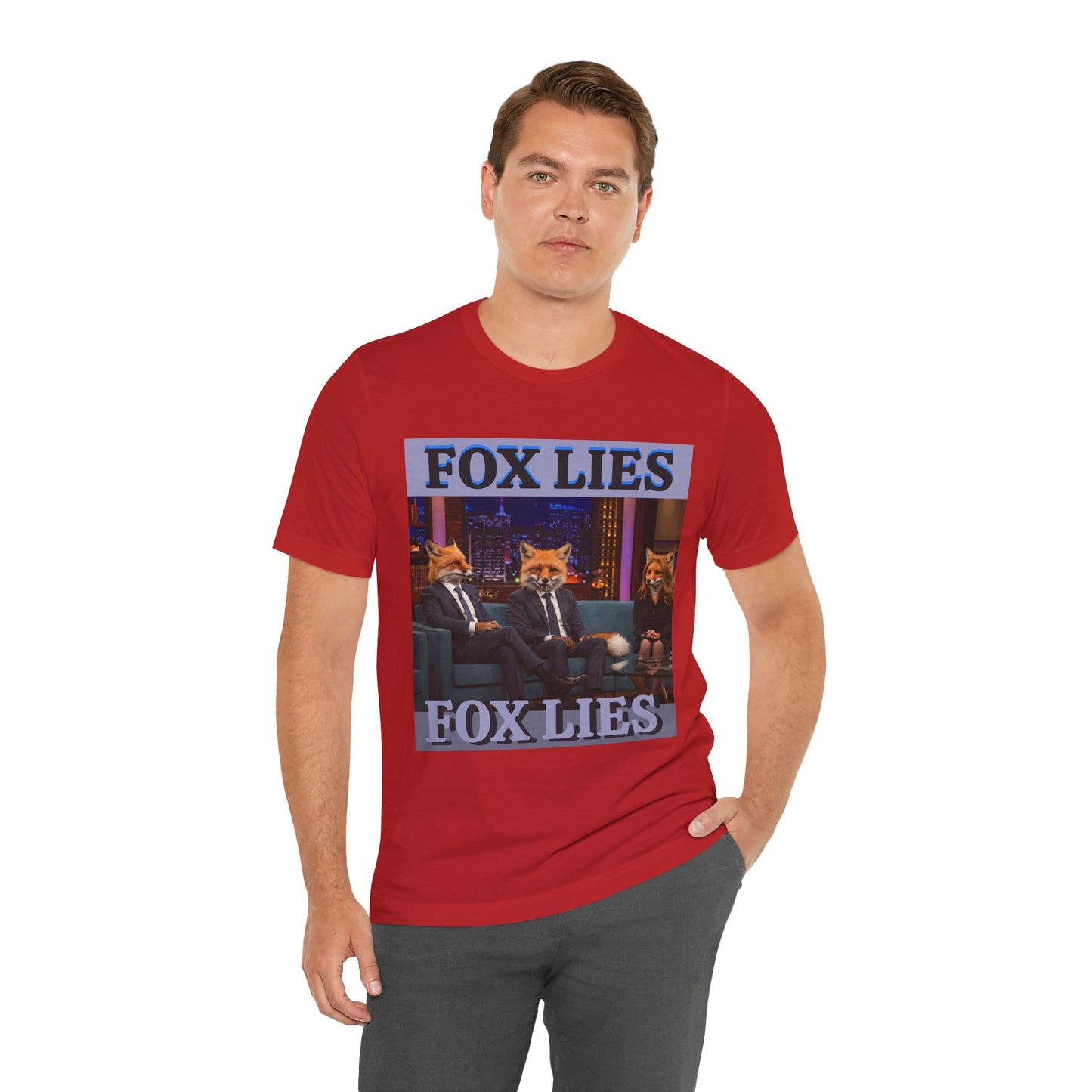 Humorous Fox Lies Tee - Unisex Jersey Short Sleeve T-Shirt - Protest Wear - Activist Tee - Schmartypants