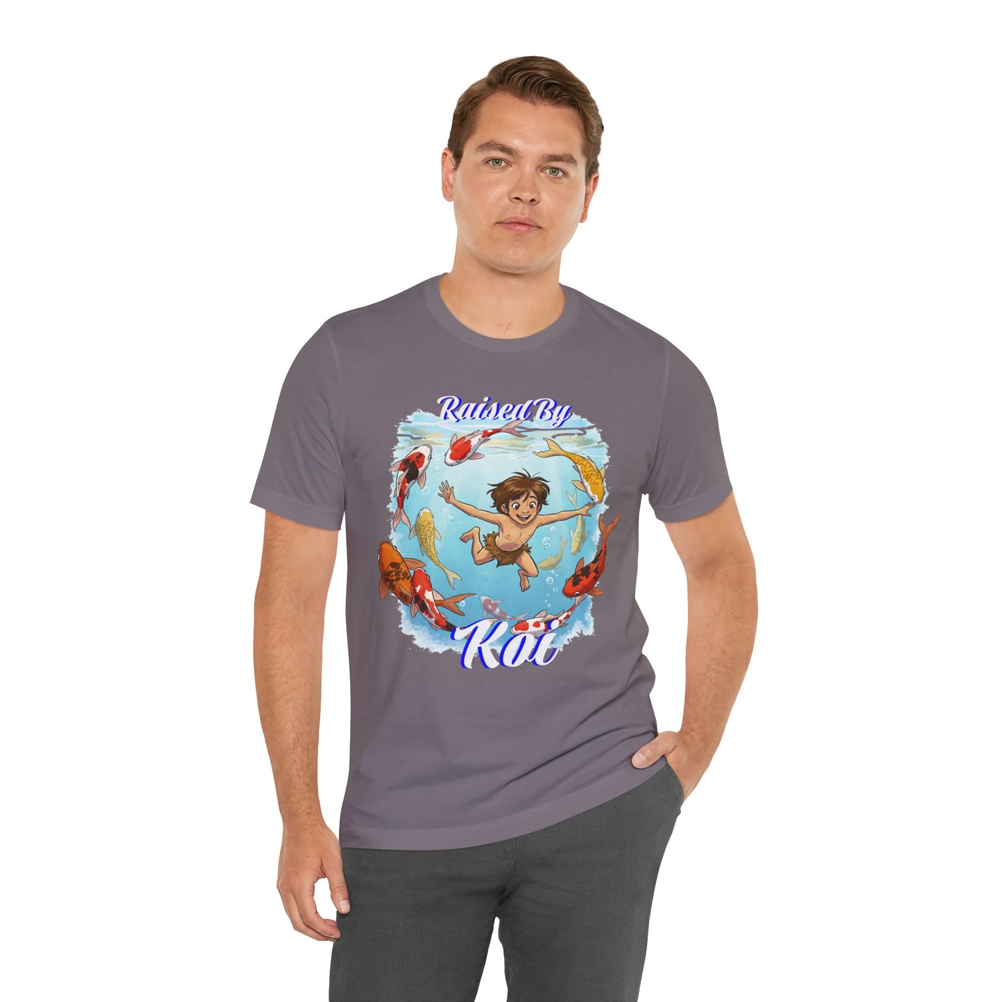 'Raised By Koi; Unisex Jersey Tee - Funny Graphic Tee for Aquatic Lovers, Cute Gift for Birthdays, Casual Wear, Summer Fashion, Relaxed Style - Schmartypants