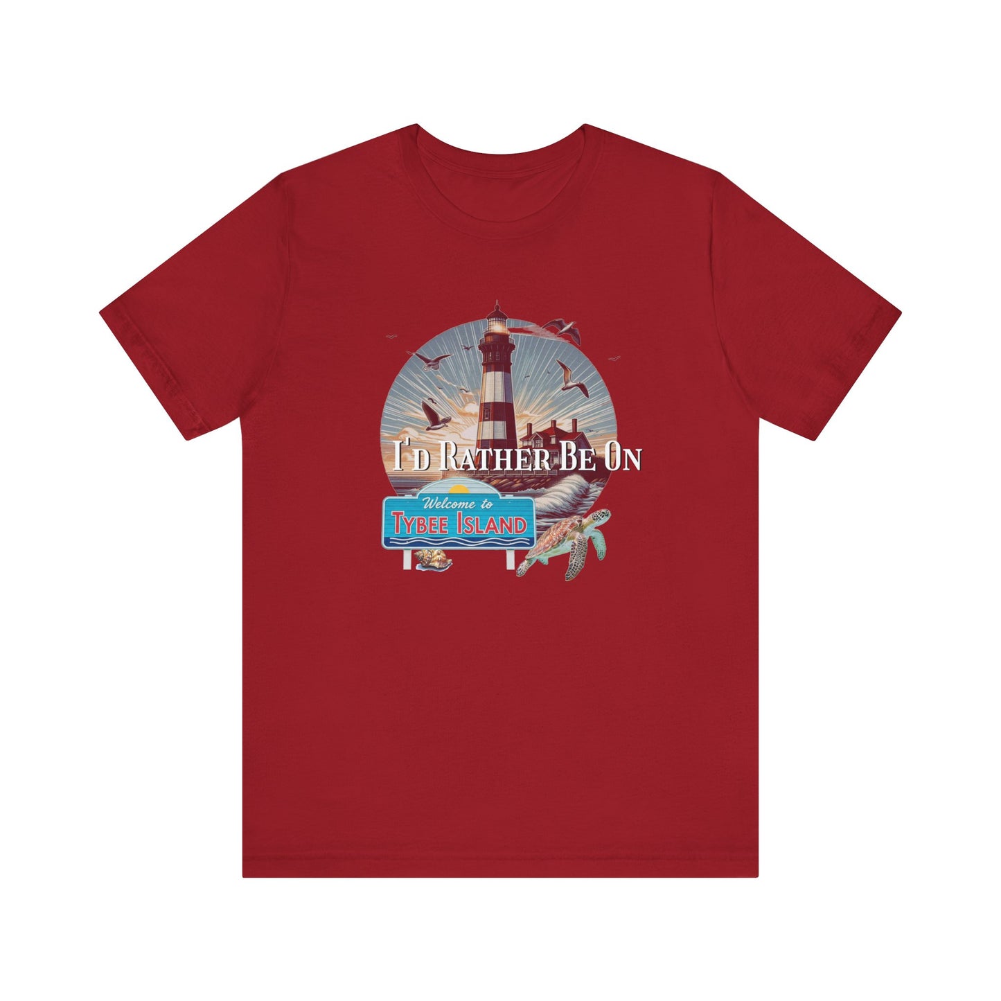Tybee Island Georgia Unisex Jersey Tee, Laid-Back Beach Lighthouse Shirt, Island Lifestyle Apparel, Coastal Vacation Souvenir Top, Beach