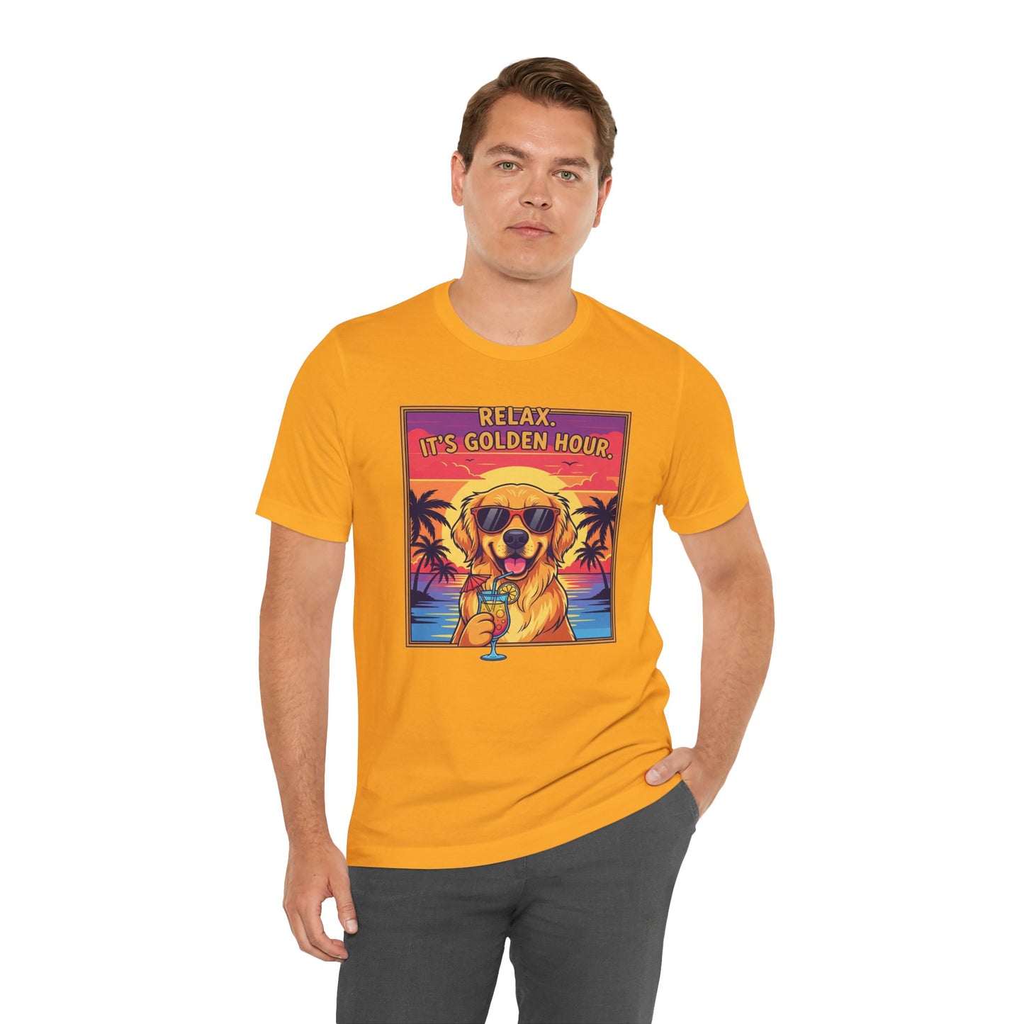 Golden Hour Golden Retriever Tee - Relax It's Golden Hour Shirt, Dog Lover Gift, Summer Vibes Tee, Vacation Outfit, Funny Pet Shirt