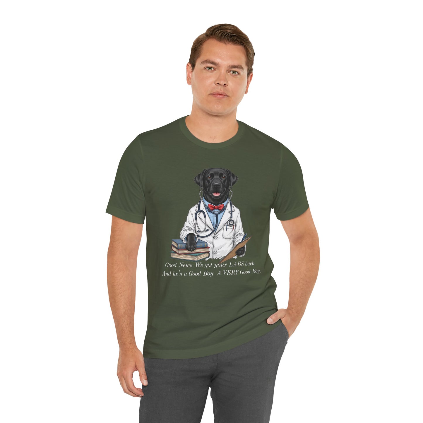 Funny Black Lab Lover Tee: "Good News, We Got Your Labs Back!" - Labrador Gift, Veterinary Humor Shirt