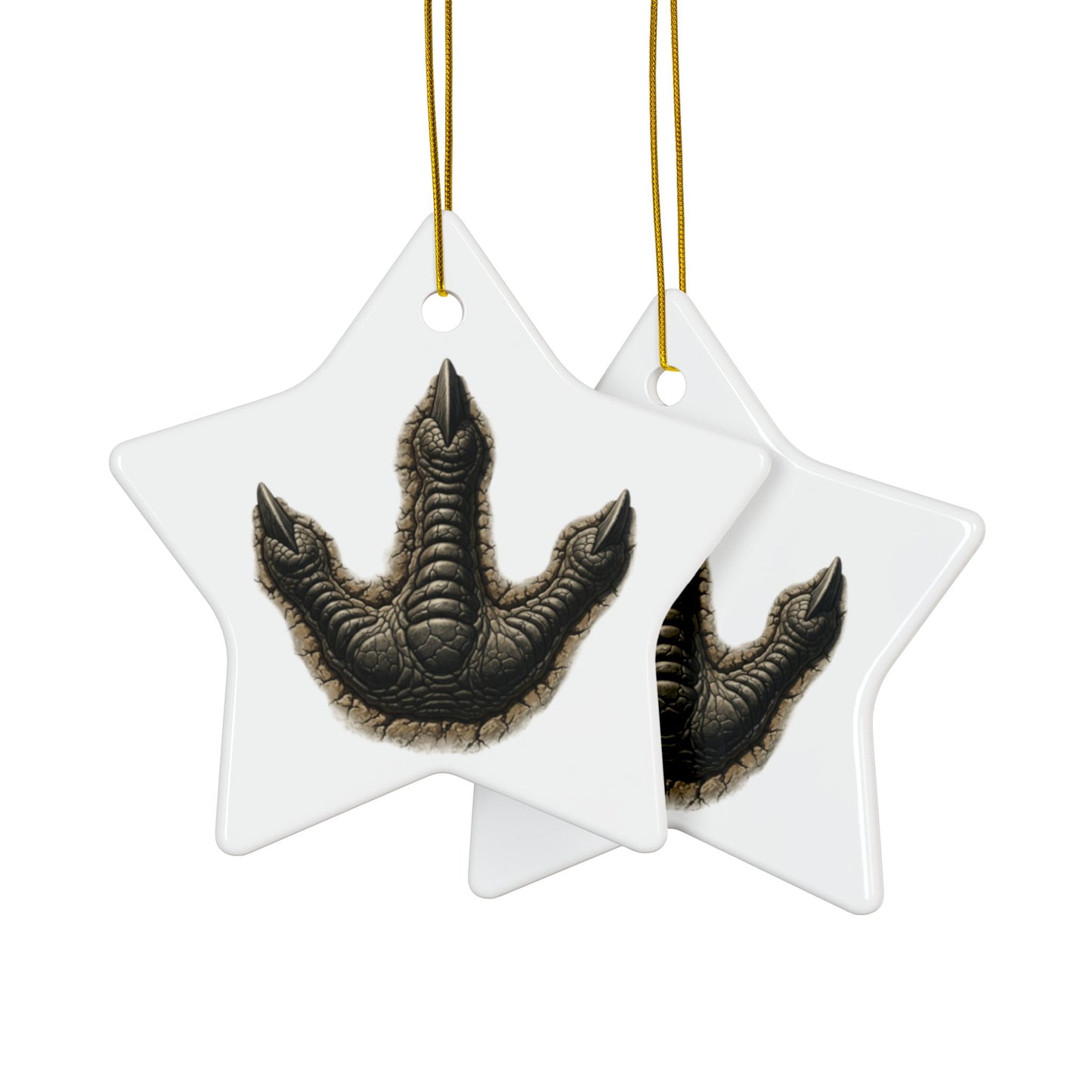 Unique Ceramic Ornaments - 2-Sided Print, Dinosaur Fossil Footprint Design, Perfect for Holiday Decor, Gifts, Home Decor, Tree Ornaments