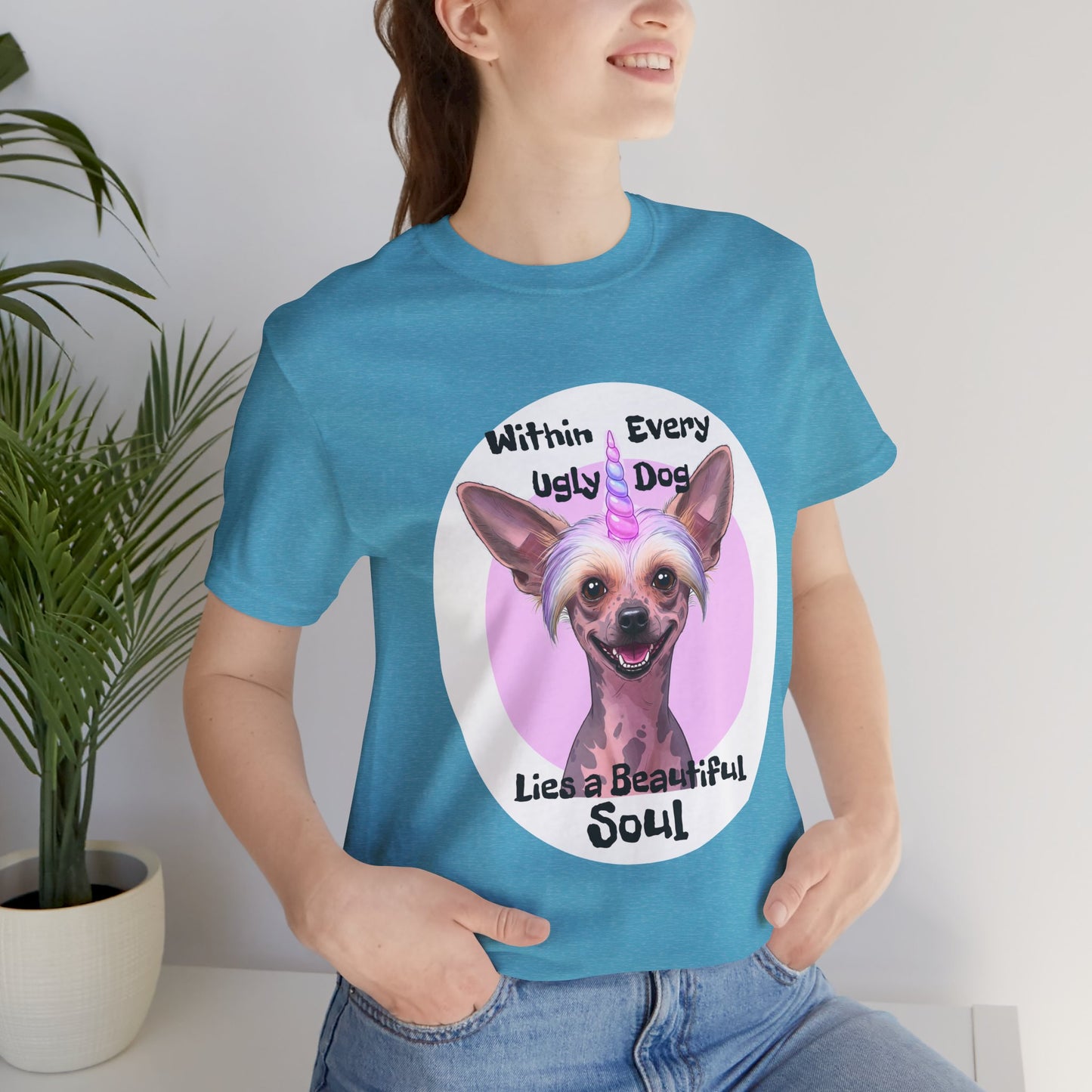 Funny Dog Lover Tee - "Within Every Ugly Dog Lies A Beautiful Soul" Shirt - Chinese Crested Lovers - Schmartypants