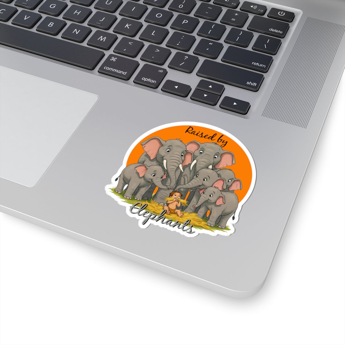 Funny Elephant Family Kiss-Cut Stickers - Raised by Elephants - Schmartypants