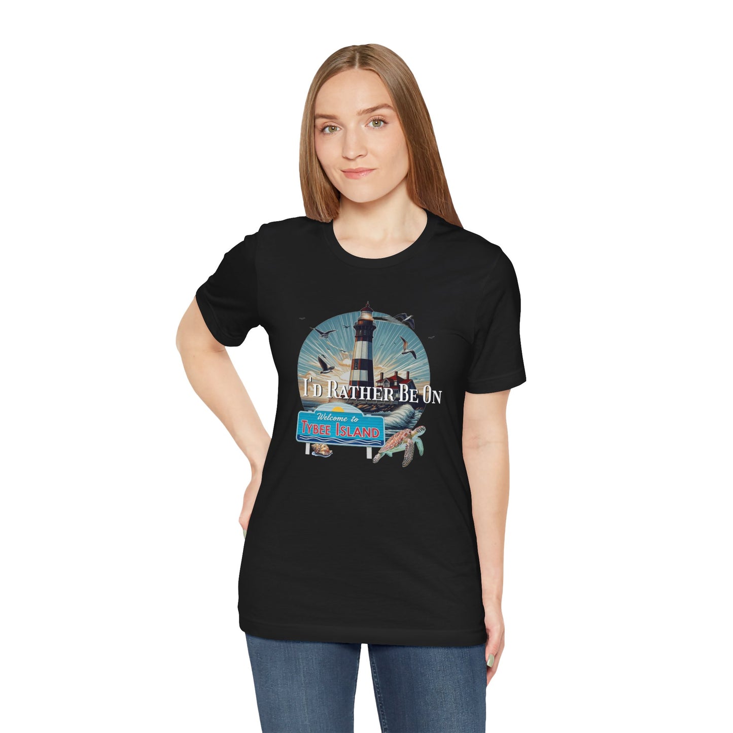 Tybee Island Georgia Unisex Jersey Tee, Laid-Back Beach Lighthouse Shirt, Island Lifestyle Apparel, Coastal Vacation Souvenir Top, Beach