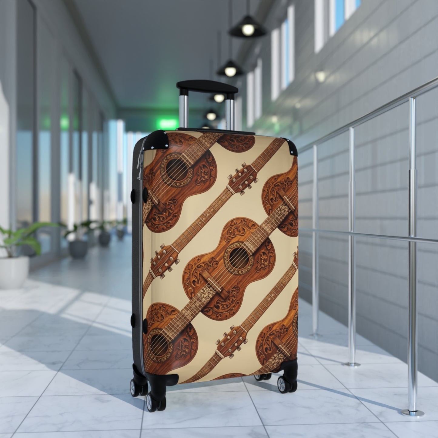 Bohemian Guitar Suitcase - Vintage Luggage, Traveler Gift, Music Lover Accessory, Unique Baggage, Holiday Travel