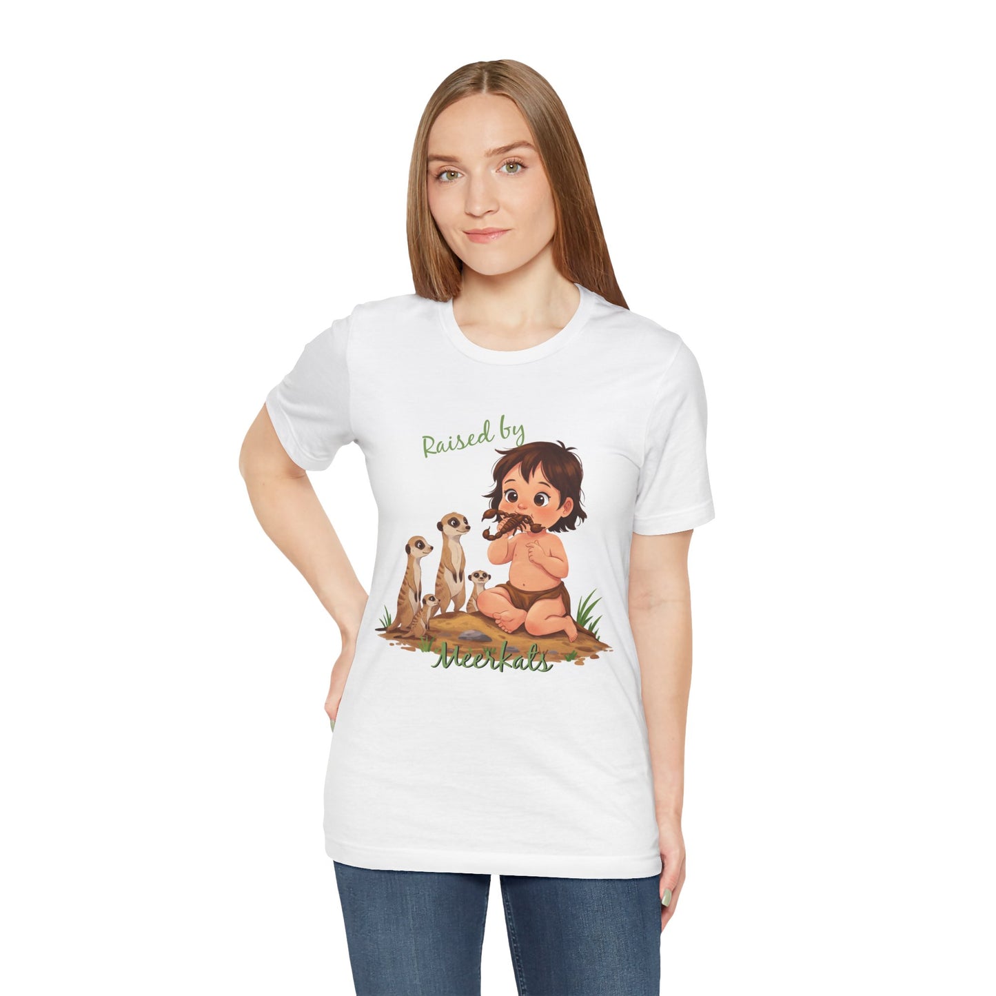 Funny Meerkat Tee - "Raised by Meerkats" Unisex Jersey Short Sleeve Shirt - for Meerkat and Wildlife Lovers - Schmartypants