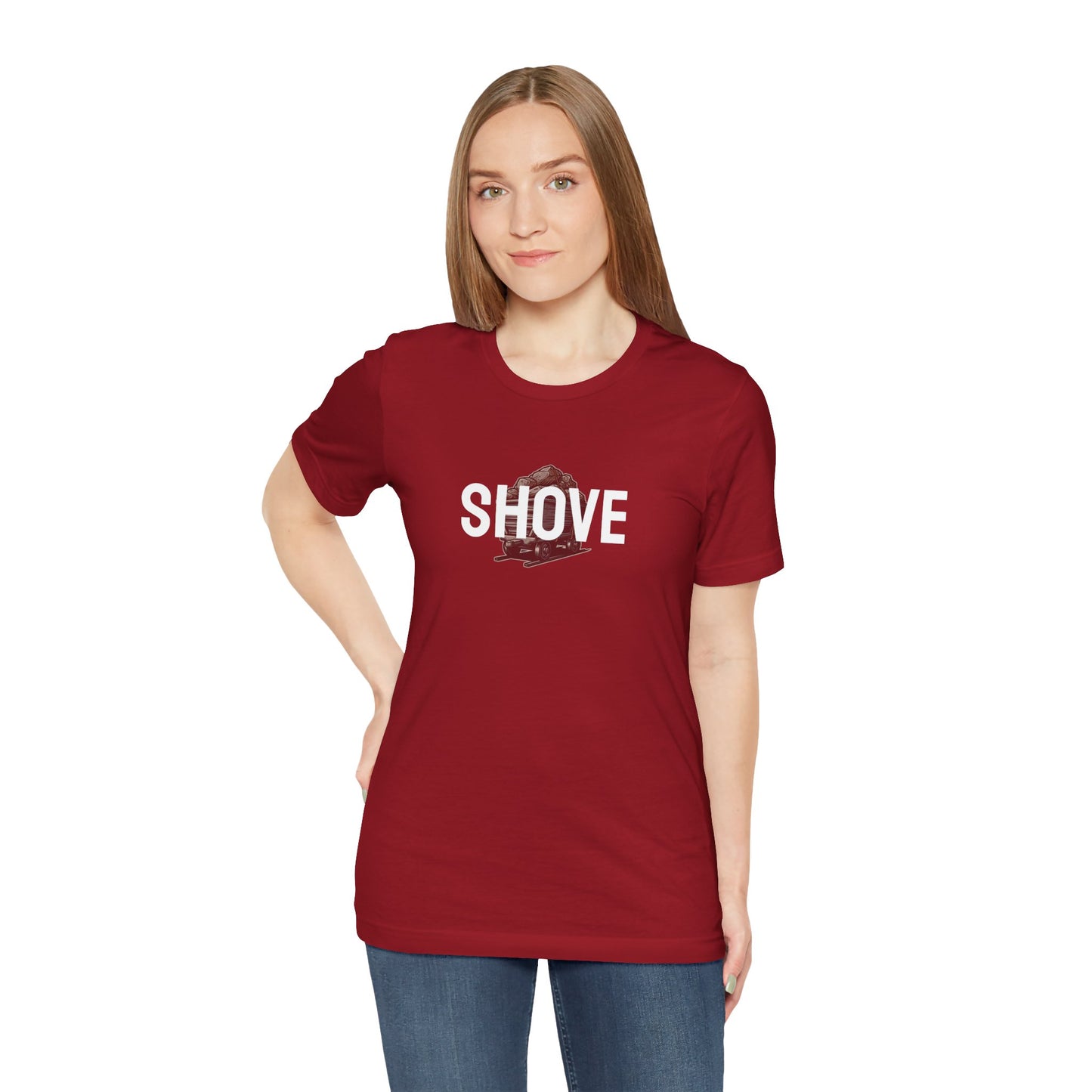 Athletic Spirit SHOVE Unisex Tee, Baseball Player Gift, Sports Fan Shirt, Inspirational Athlete Top, Underdog Competition Statement Piece