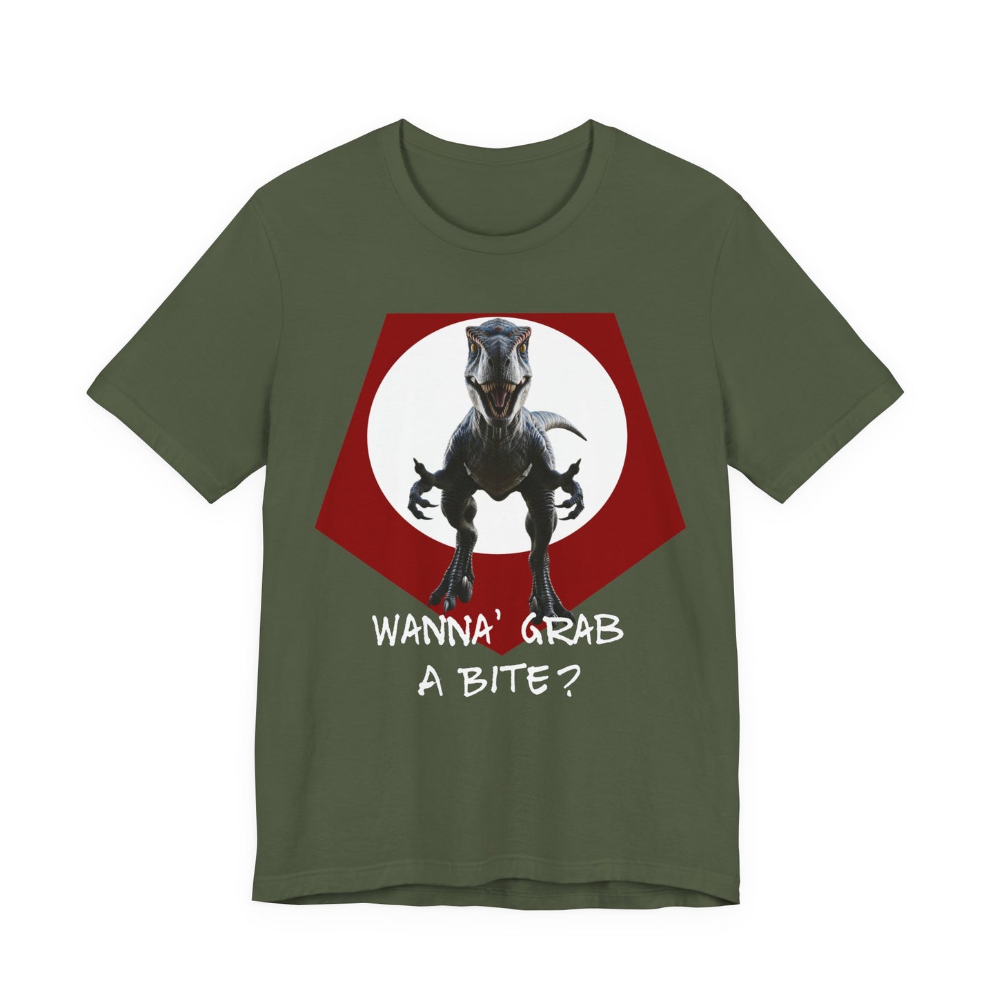 Funny Dinosaur Velociraptor 'Grab a Bite' Graphic Tee - Perfect for Casual Wear, Birthday Gifts, Jurassic Theme Parties, Chefs