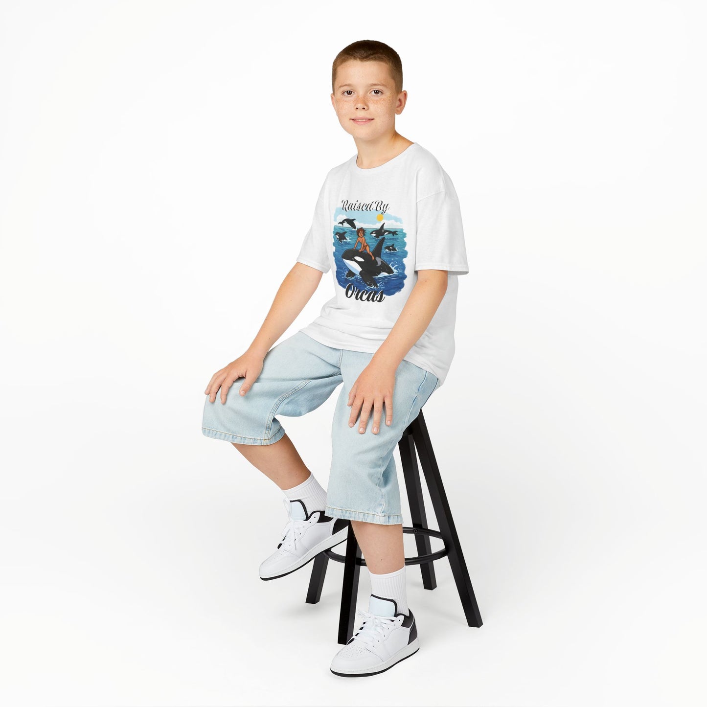 Funny Whale-Themed Kids Tee, 'Raised By Orcas' Shirt - Perfect for Ocean Lovers, Gifts for Birthdays, Summer Camps, Beach Days, Fun Tees