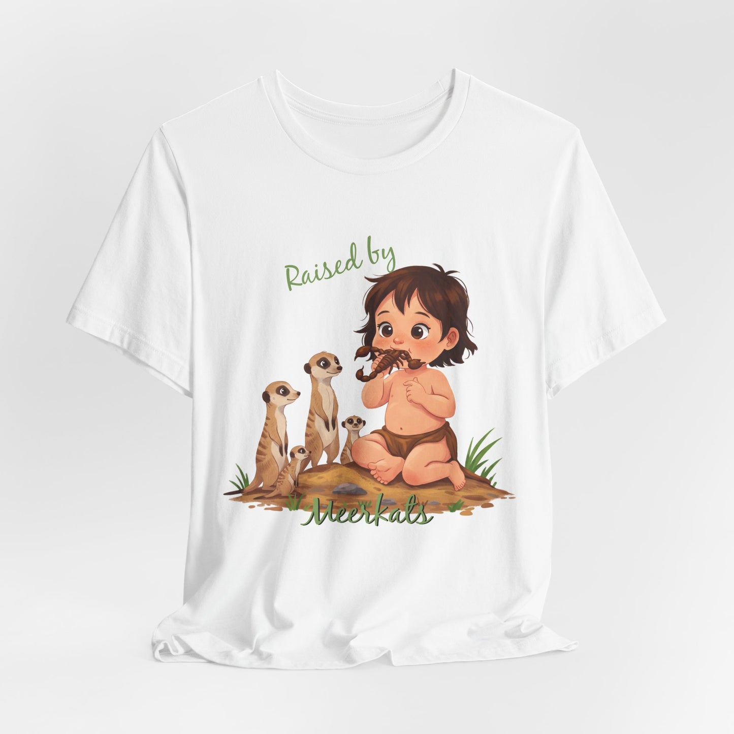 Funny Meerkat Tee - "Raised by Meerkats" Unisex Jersey Short Sleeve Shirt - for Meerkat and Wildlife Lovers - Schmartypants