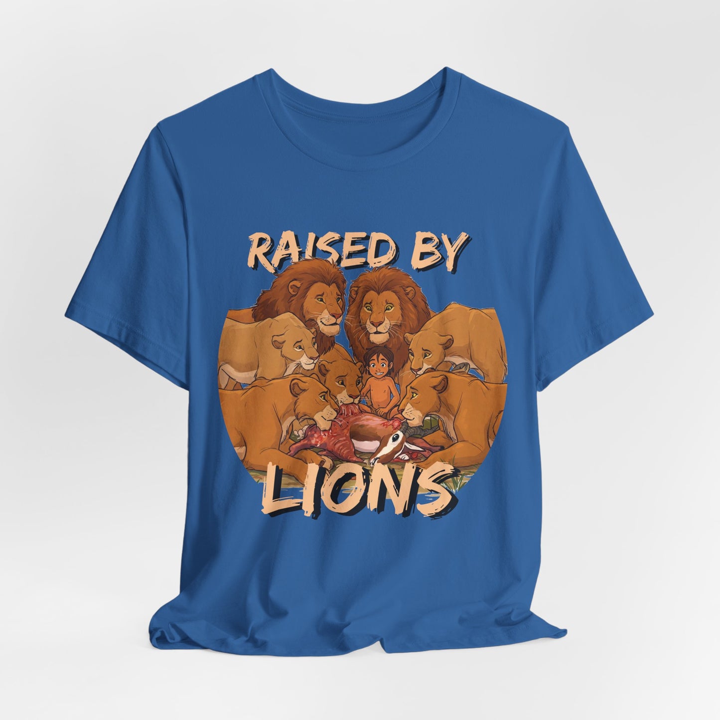Raised by Lions Unisex Jersey Tee – Empowering, Humorous Graphic T-Shirt for Animal Lovers, Lion Lovers - Schmartypants