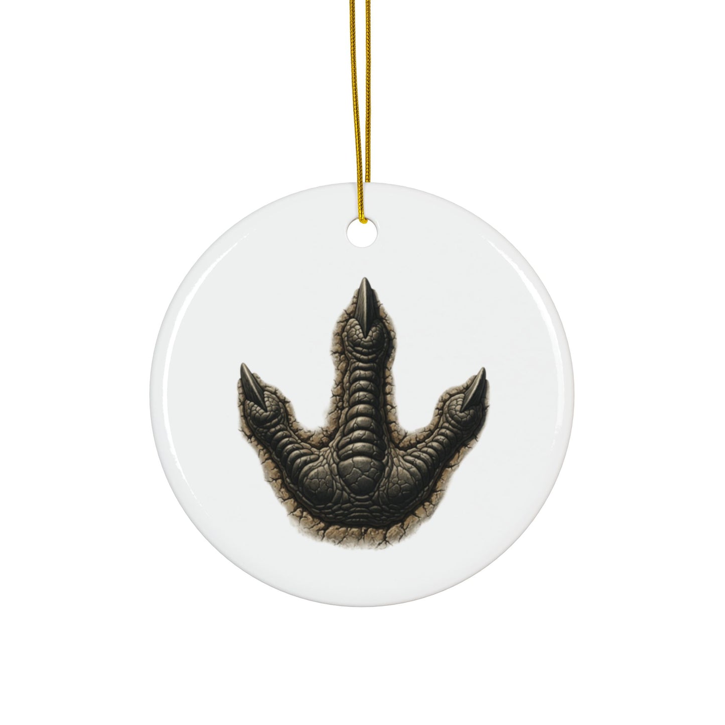 Unique Ceramic Ornaments - 2-Sided Print, Dinosaur Fossil Footprint Design, Perfect for Holiday Decor, Gifts, Home Decor, Tree Ornaments