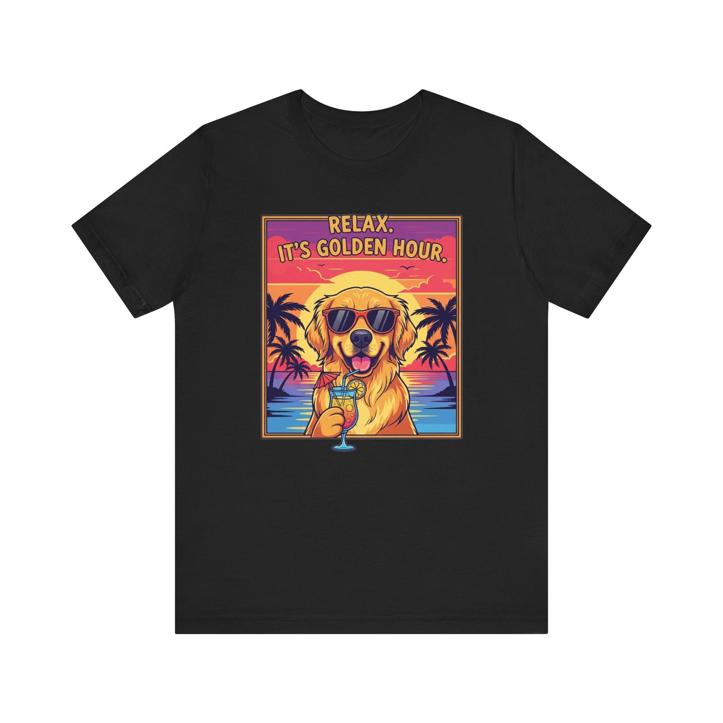 Golden Hour Golden Retriever Tee - Relax It's Golden Hour Shirt, Dog Lover Gift, Summer Vibes Tee, Vacation Outfit, Funny Pet Shirt