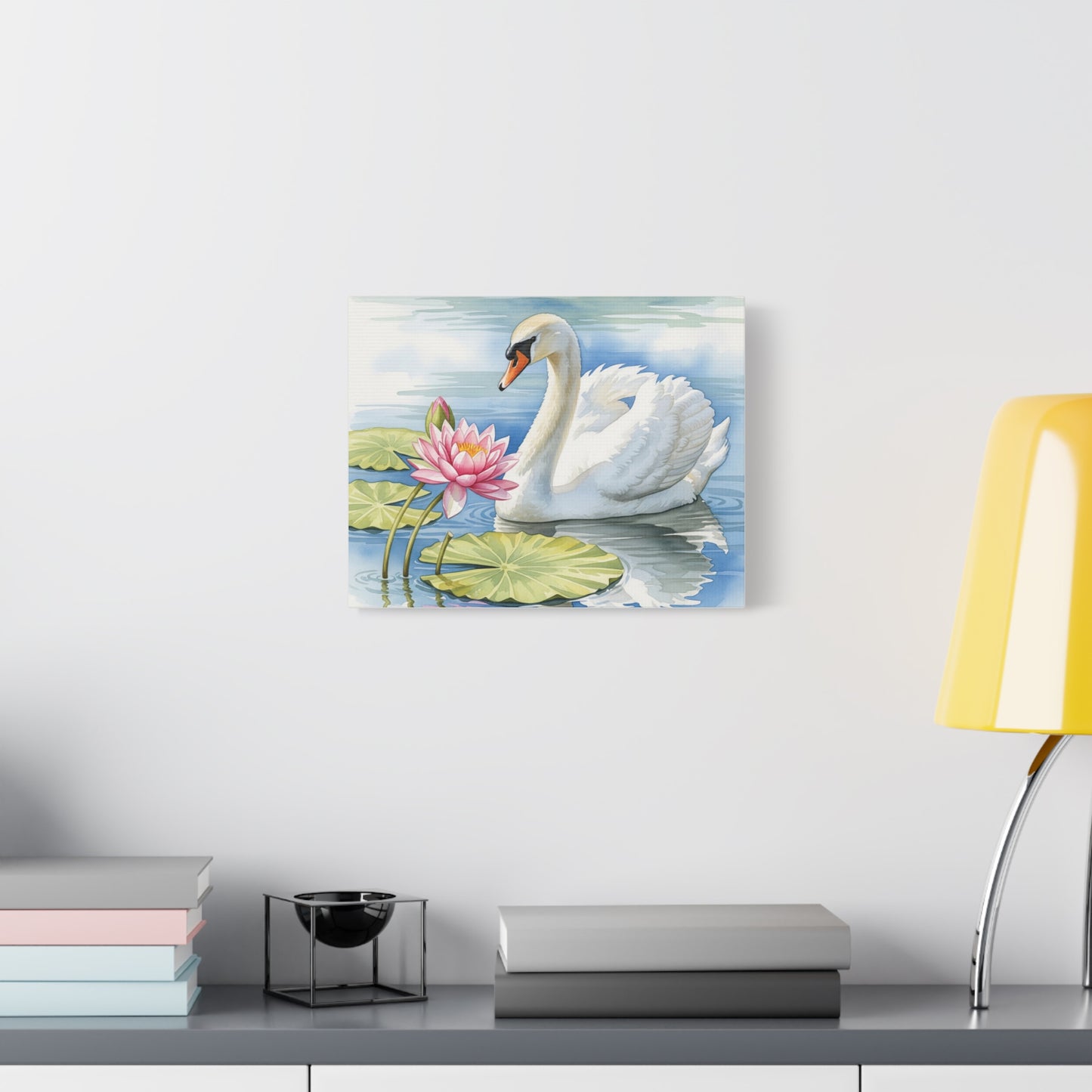 Swan and Lotus Canvas Art, Home Décor, Nature Wall Art, Gift for Nature Lovers, Floral Artwork