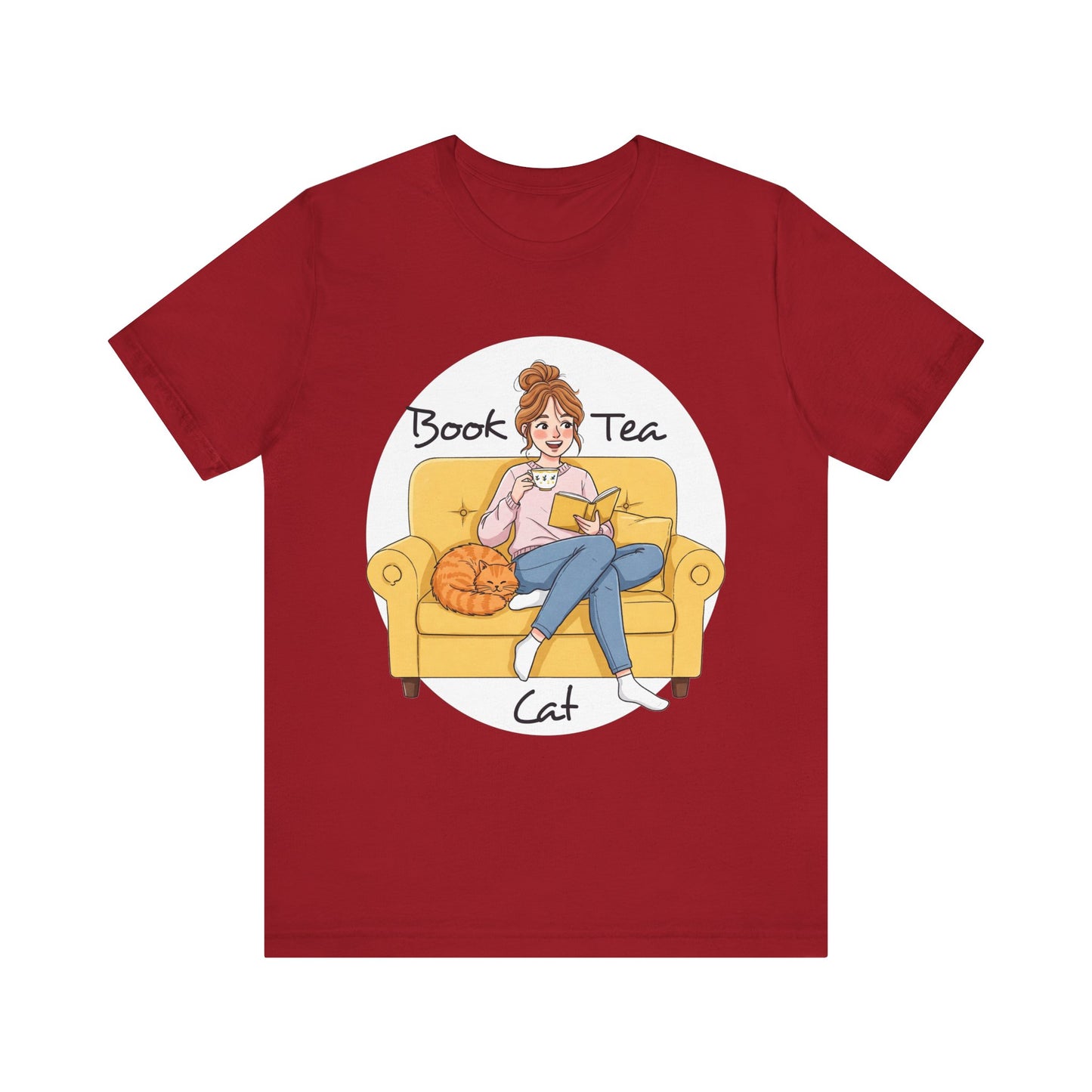Cozy Book Lover Tee - Book, Tea, Cat Design _ Cat Lovers Gift - Book Lovers Gift - Tea Lovers Gift - Schmartypants