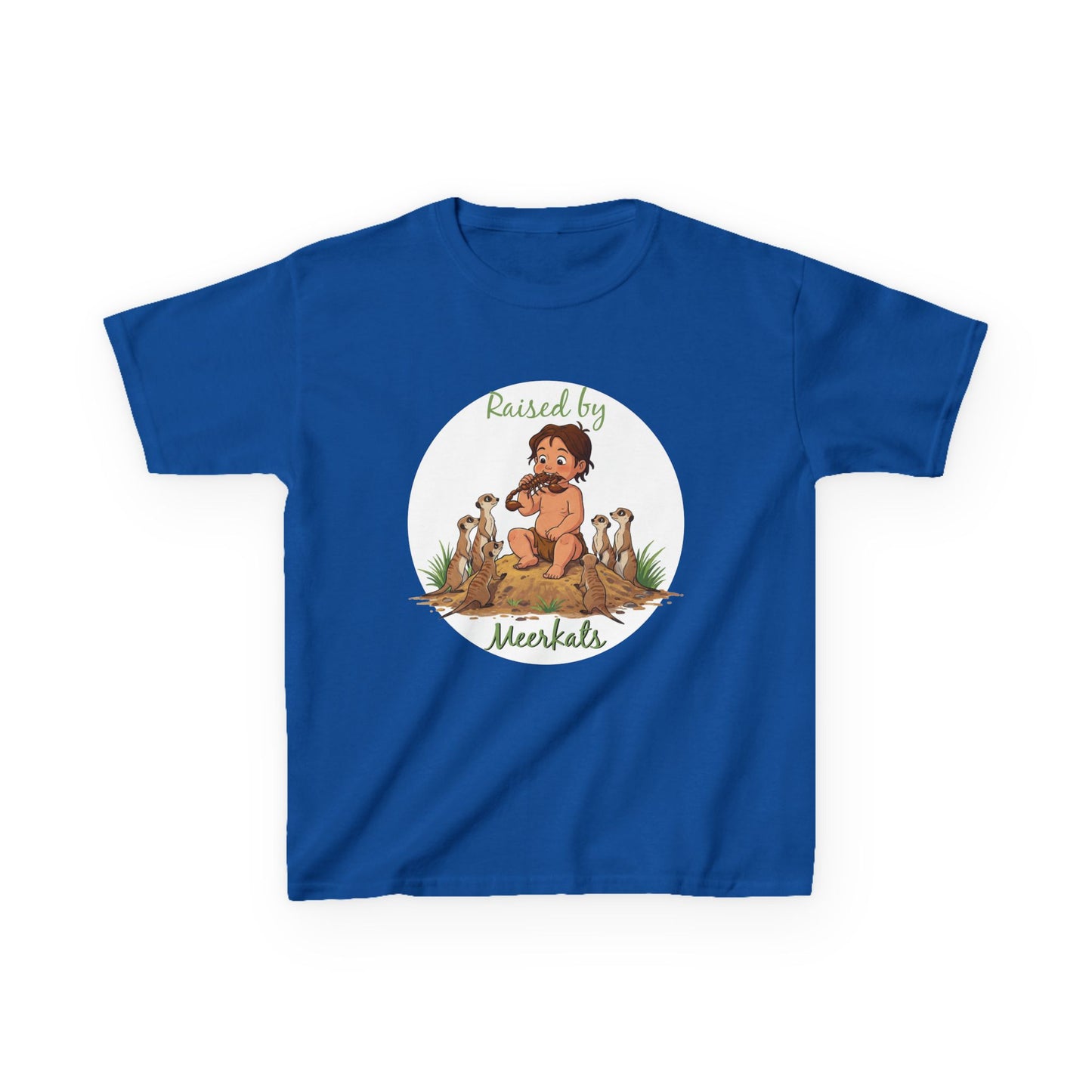 Kids Heavy Cotton™ Tee - Hilarious 'Raised by Meerkats' Design, Cute Animal Tee, Fun Kids T-Shirt, Playful Gift for Animal Lovers, Birthday or Holiday Outfit - Schmartypants