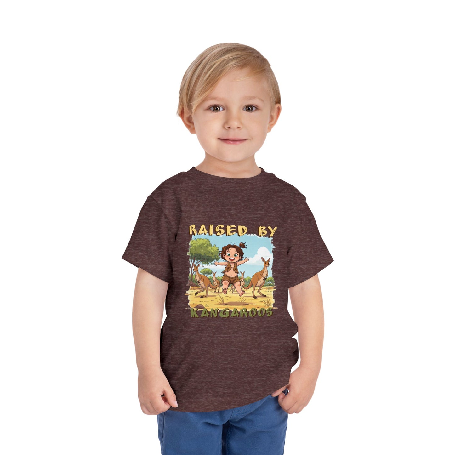 Funny 'Raised by Kangaroos' Toddler Short Sleeve Tee - Cute Animal Design for Kids - Schmartypants