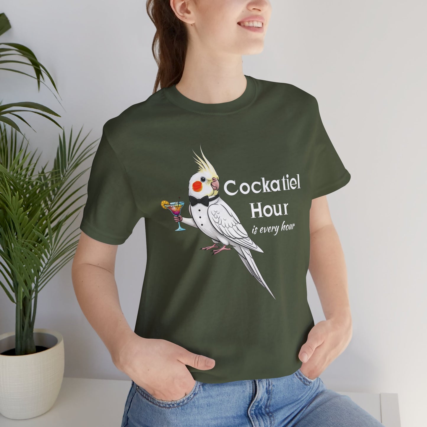 Funny 'Cockatiel Hour is Every Hour' Unisex Tee for Cockatiel Pet Owners