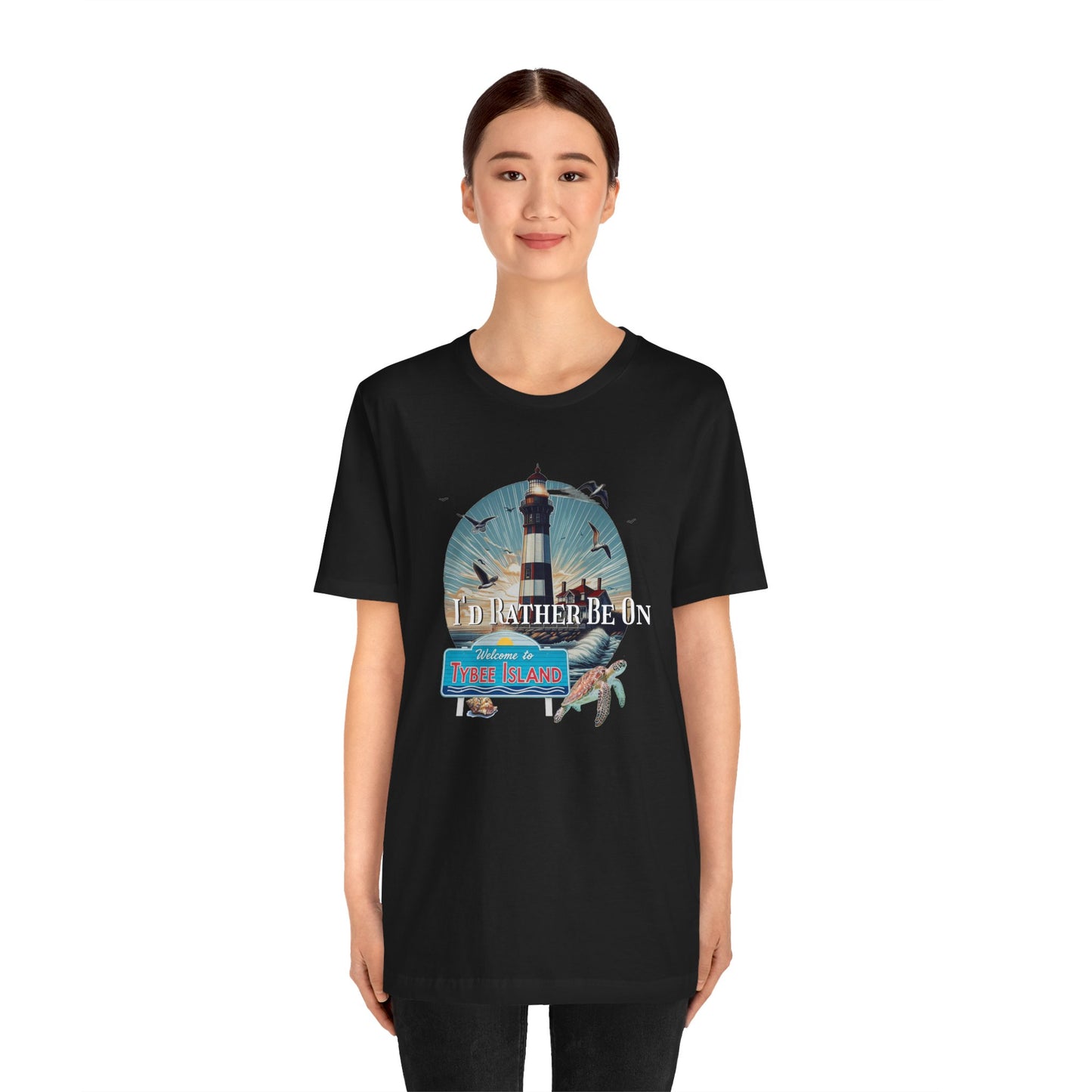 Tybee Island Georgia Unisex Jersey Tee, Laid-Back Beach Lighthouse Shirt, Island Lifestyle Apparel, Coastal Vacation Souvenir Top, Beach