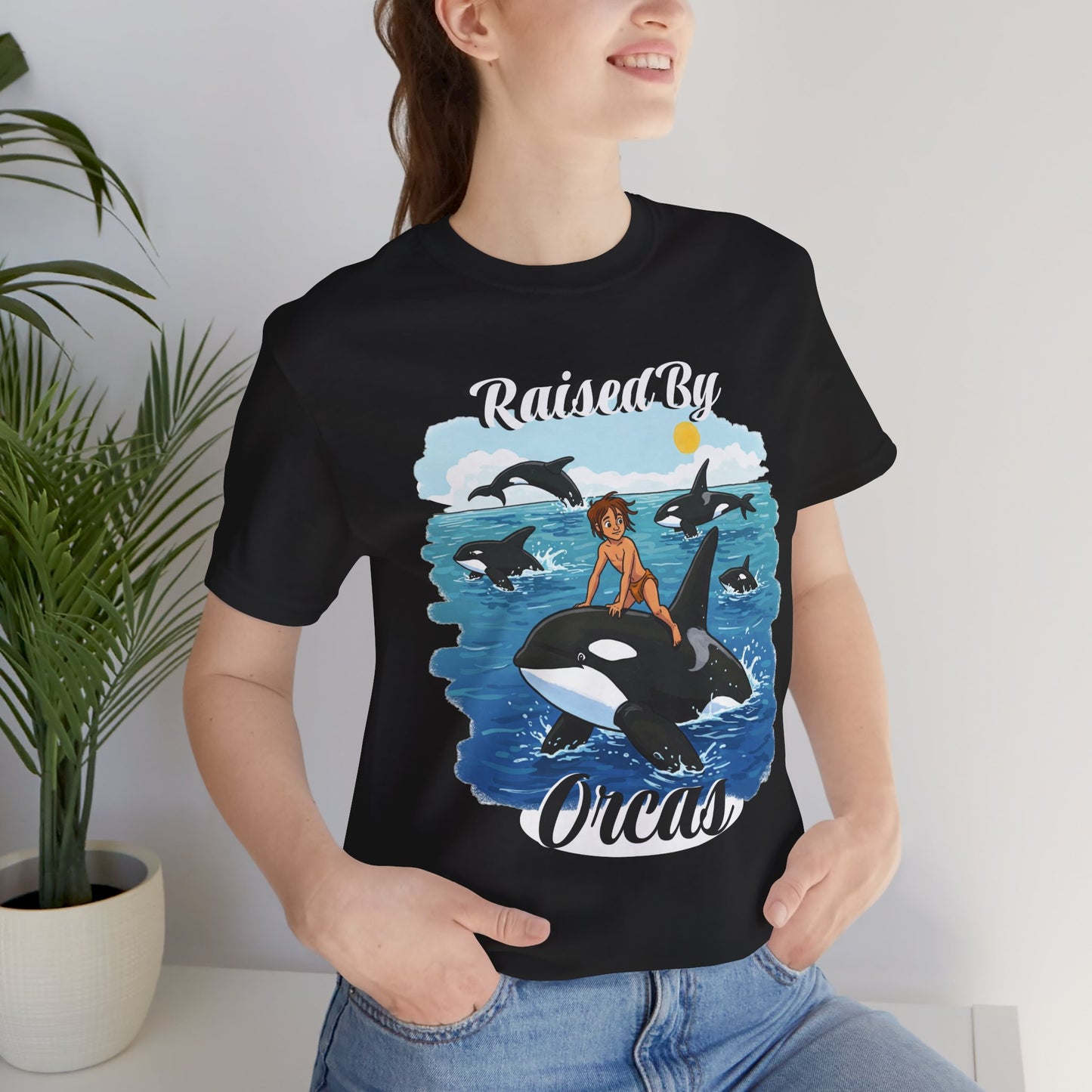 Funny 'Raised by Orca's' Tee - Perfect for Ocean Lovers, Beach Days, Summer Vacations, Gift for Marine Life Enthusiasts, Cute Animal Shirt
