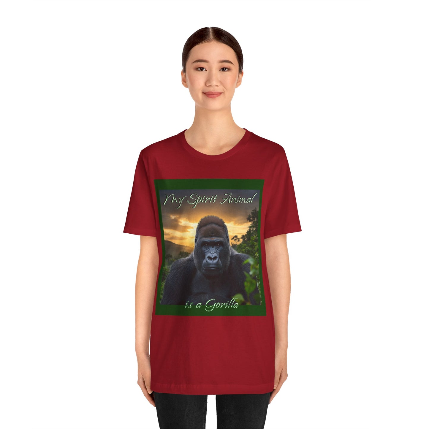 'My Spirit Animal is a Gorilla' T-Shirt - Beautiful Unisex Jersey Tee for Animal Lovers, Conservationists - Schmartypants